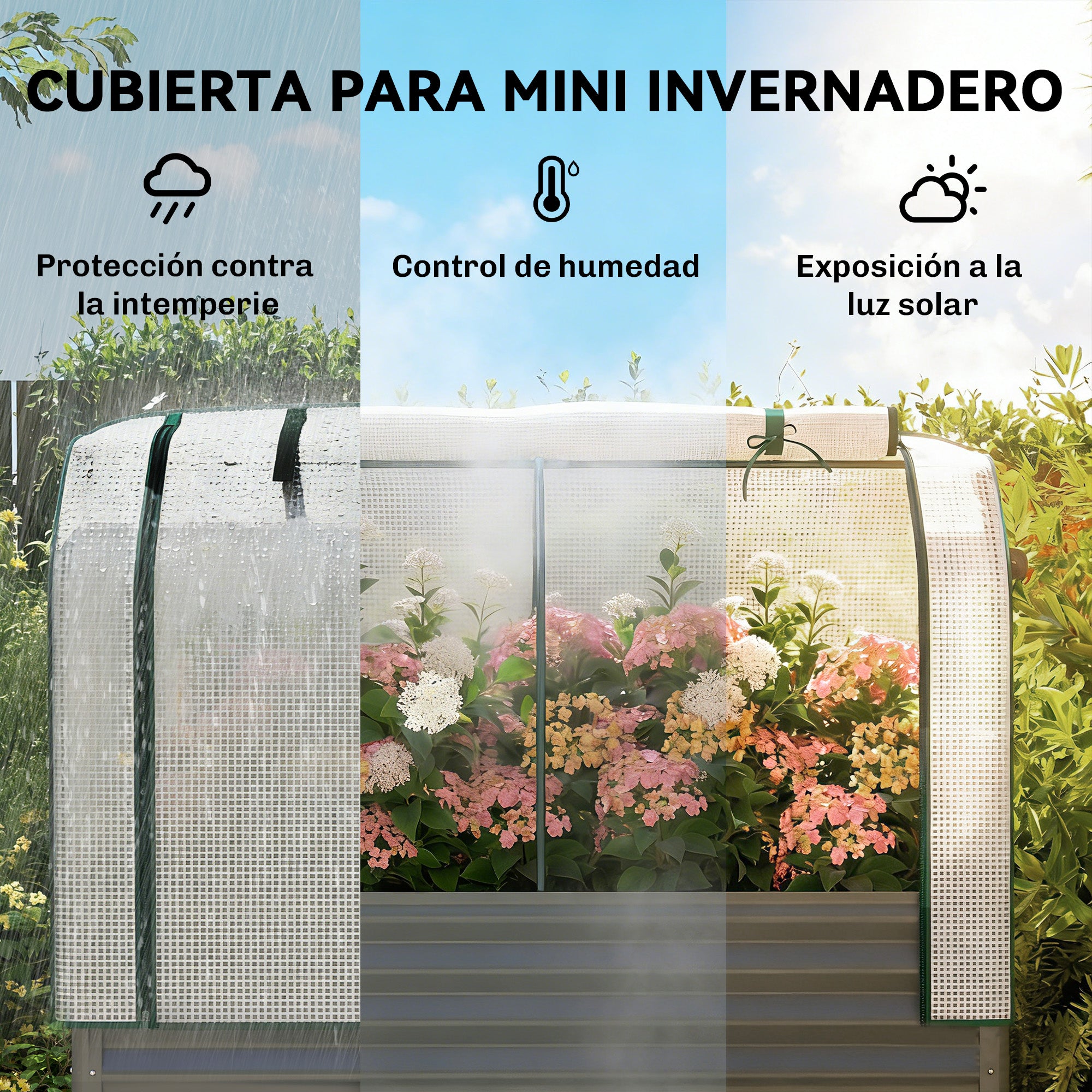 Outsunny Huerto Urbano Elevado con Cubierta de Invernadero de 140 g/m² PE, Mesa de Cultivo de Metal Galvanizado con Estante Inferior y Forro para Cultivo, Plantas y Flores, 120x55x140 cm, Gris Oscuro