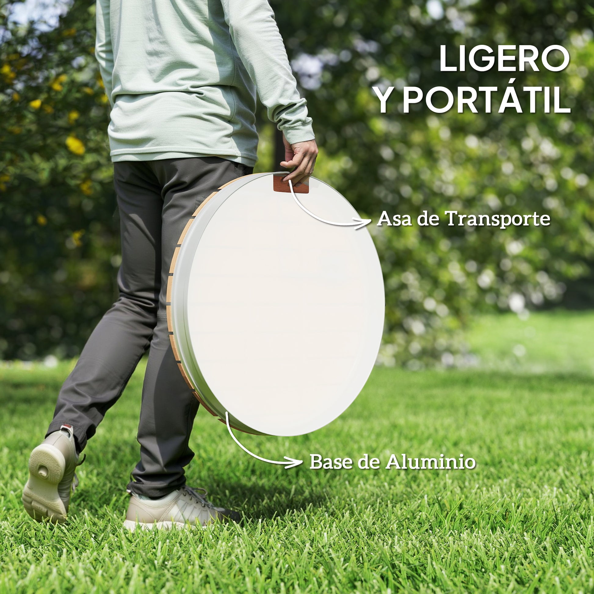 Outsunny Ducha de Jardín Portátil Ø70,5 cm Ducha Exterior de Suelo Altura Ajustable hasta 4 m Estructura de Aluminio Resistente al Agua a los Rayos UV y a Las Heladas para Camping Piscina Playa
