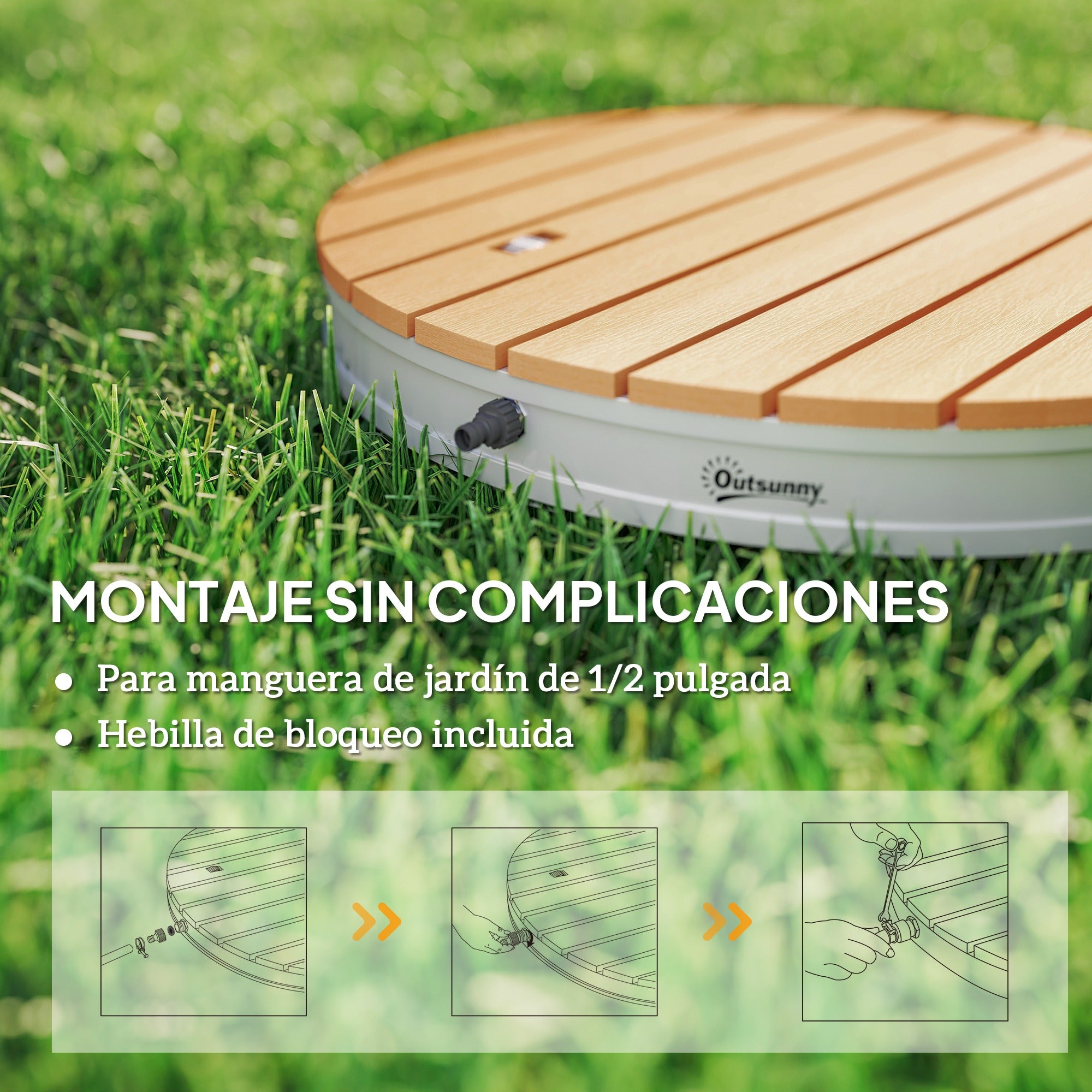 Outsunny Ducha de Jardín Portátil Ø70,5 cm Ducha Exterior de Suelo Altura Ajustable hasta 4 m Estructura de Aluminio Resistente al Agua a los Rayos UV y a Las Heladas para Camping Piscina Playa