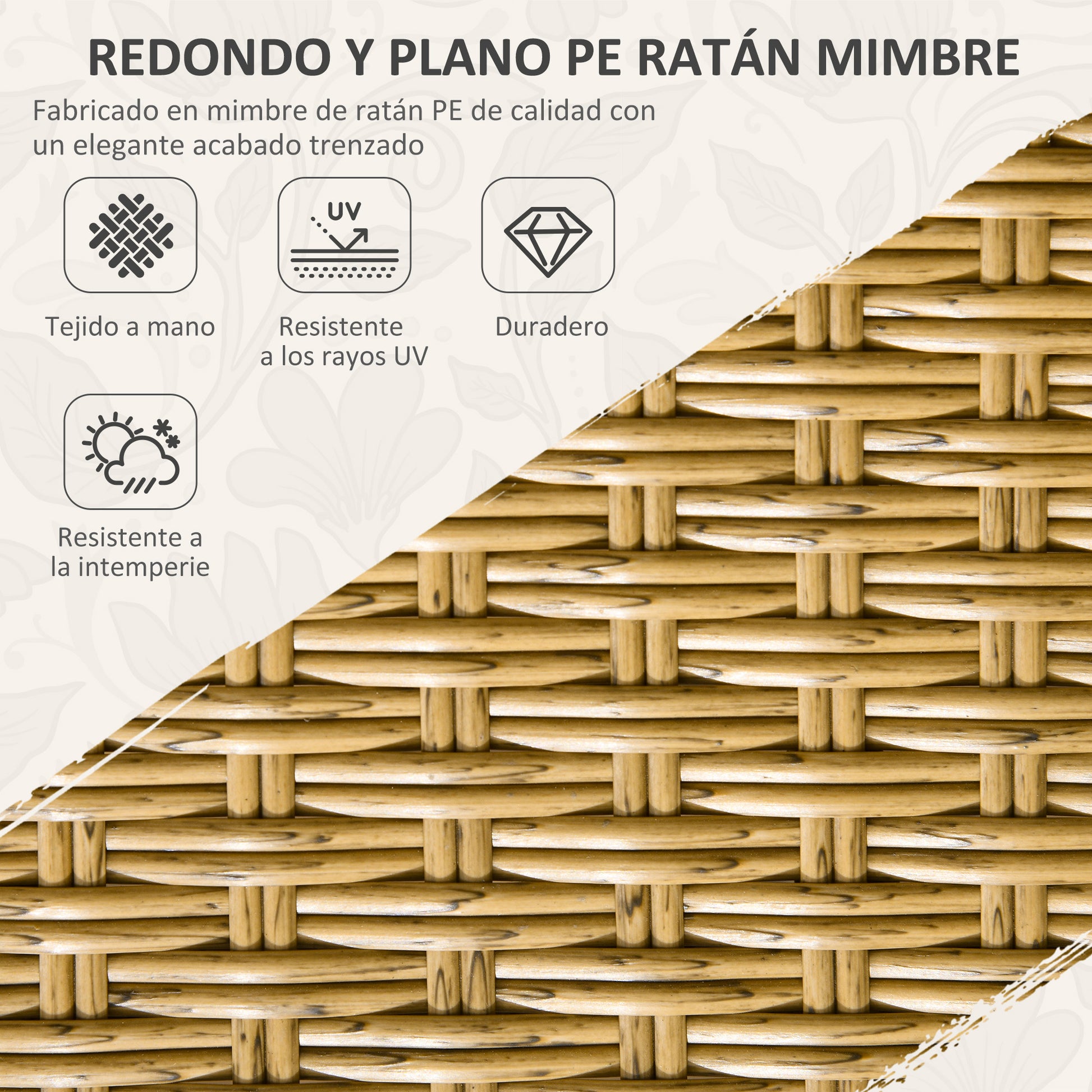 Outsunny Conjunto de Jardín de Ratán Sintético Juego de Muebles de Jardín Exterior de Ratán de 7 Piezas Incluye 6 Sillas con Cojines y Mesa de Vidrio Templado Natural