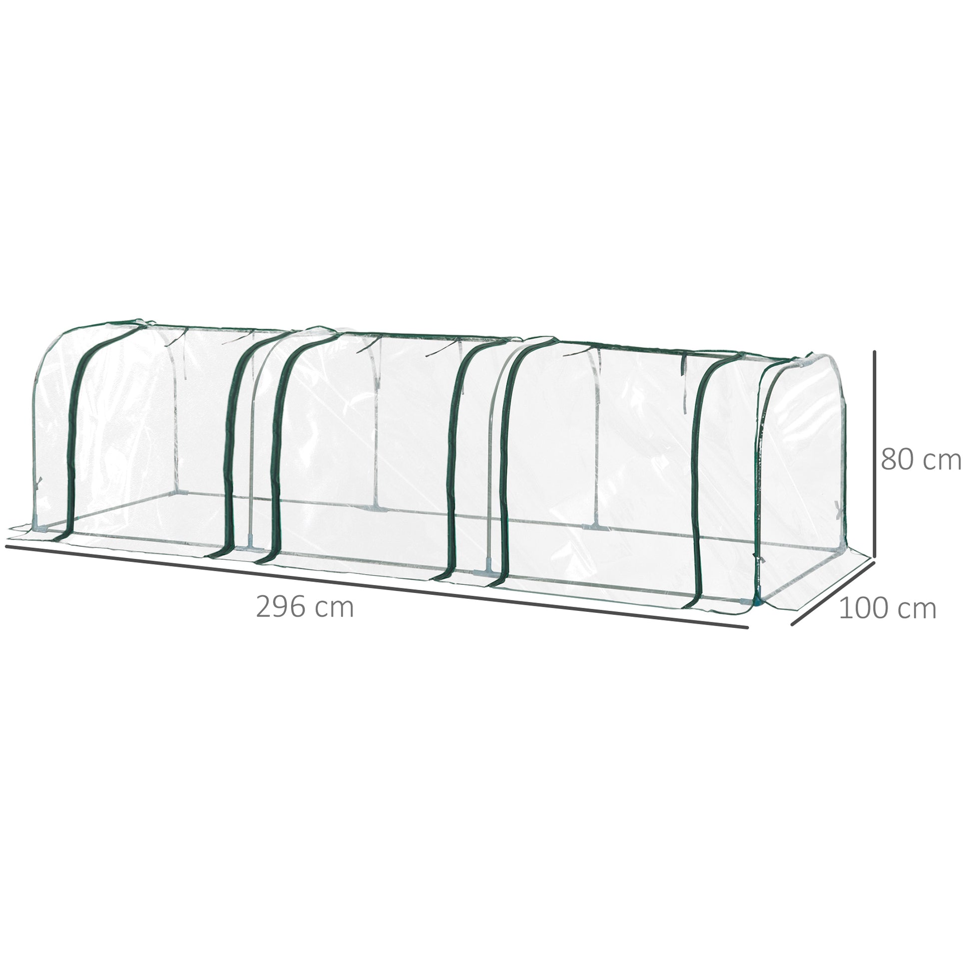 Outsunny Invernadero Caseta 300x100x80cm para Jardín Terraza Cultivo de Plantas Semilla Invernadero de Jardín Vivero Casero tipo Túnel Marco Acero y PVC