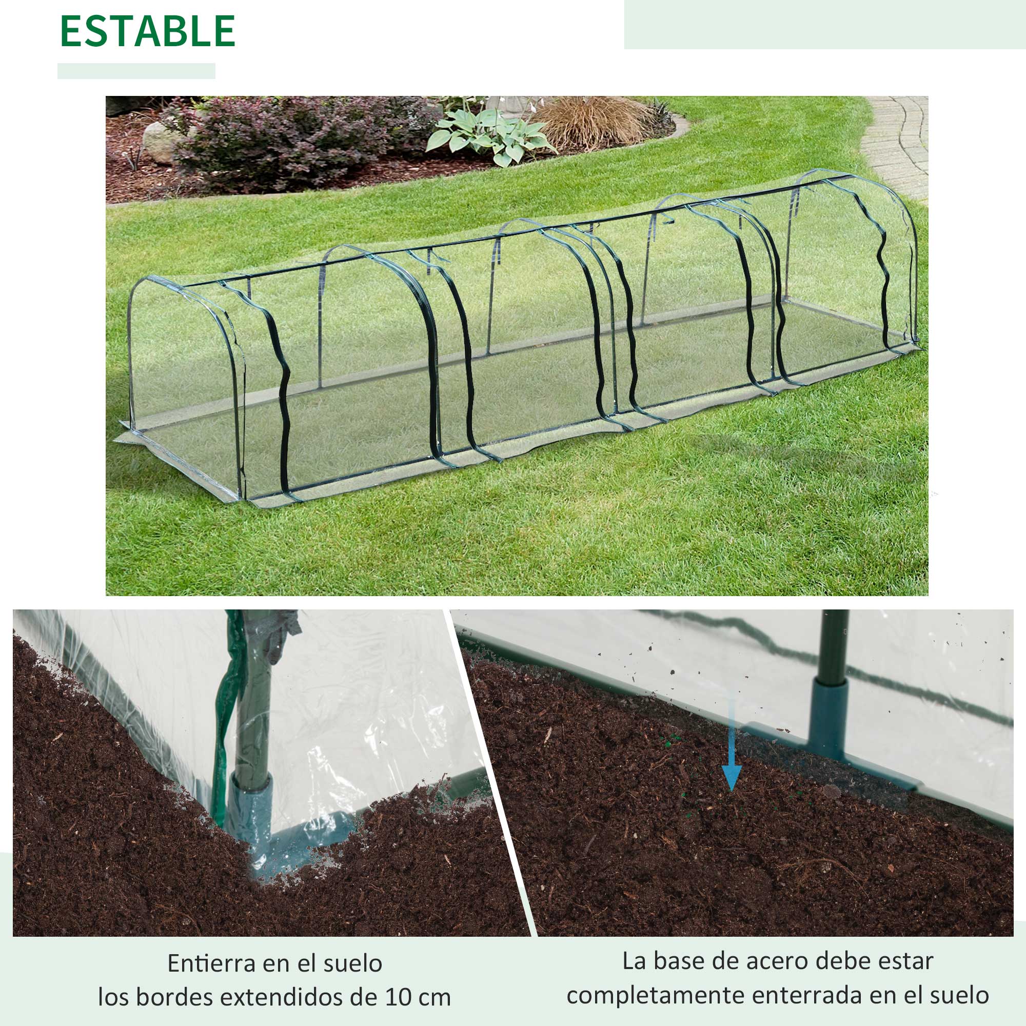 Outsunny Invernadero Caseta 300x100x80cm para Jardín Terraza Cultivo de Plantas Semilla Invernadero de Jardín Vivero Casero tipo Túnel Marco Acero y PVC