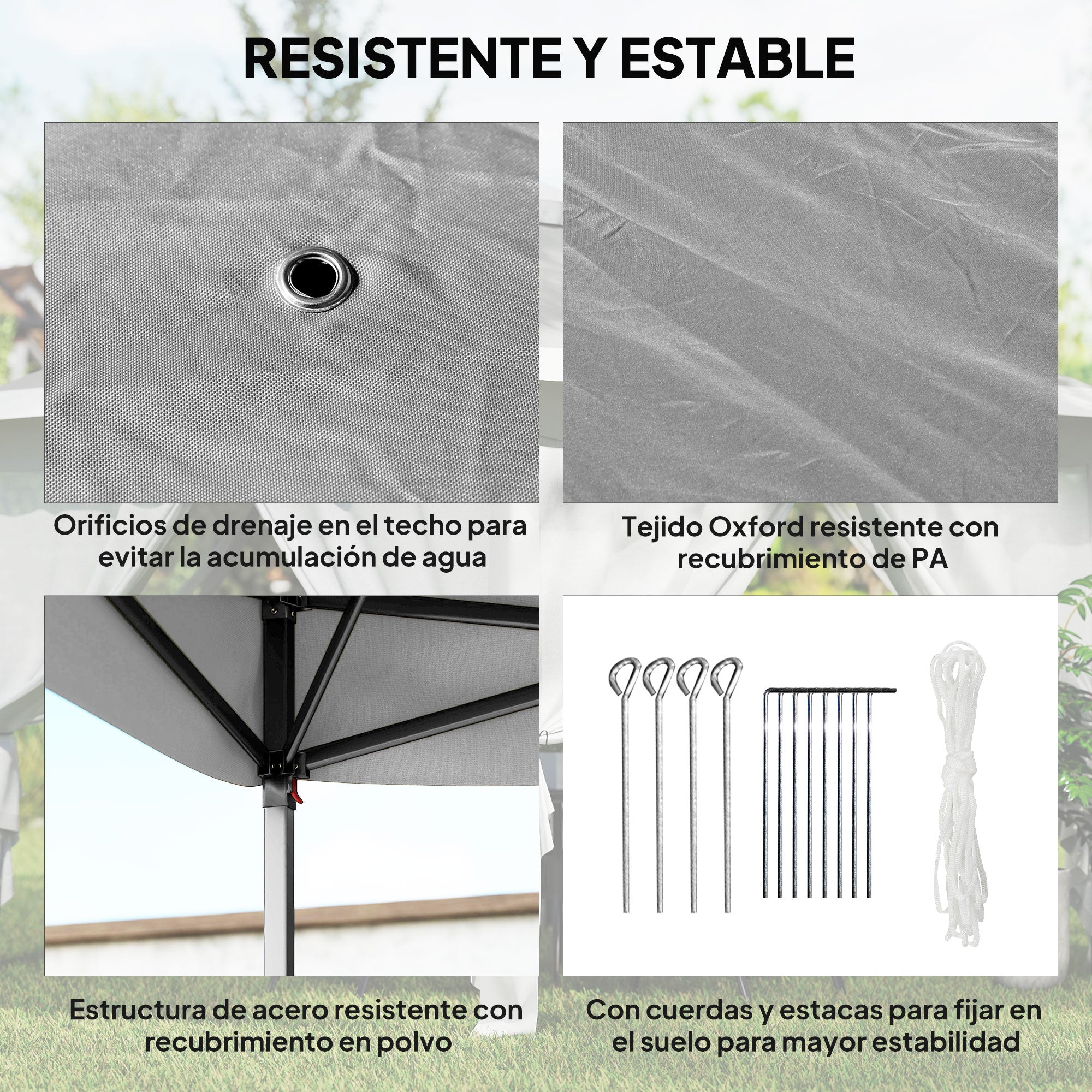 Outsunny Carpa Plegable 3,3x3,3 m Pop-up, Cenador de Jardín con Altura Ajustable 3 Niveles, Doble Techo, 4 Mosquiteras Extraíbles y Bolsa Transporte, Impermeable, Anti-UV para Exterior, Gris Oscuro