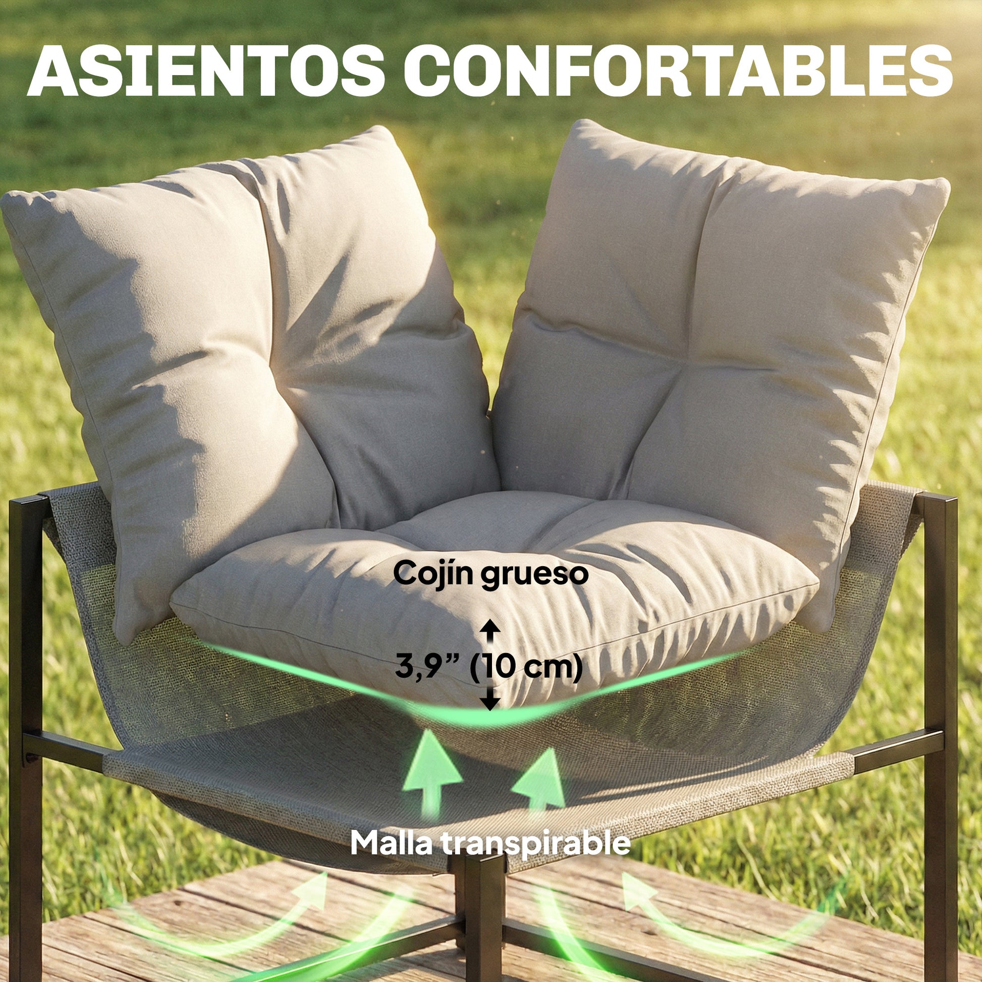 Outsunny Conjunto de Muebles Jardín Exterior de 4 Piezas, Sofá Exterior Seccional Resistente Forma de L con Cojines Gruesos, 2 Sofás de 2 Plazas, Sofá de Esquina y Mesa Centro de Vidrio Templado, Gris