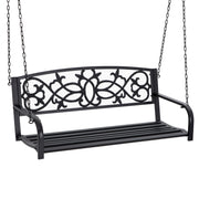 Outsunny Banco Columpio de 2 Plazas Banco Colgante de Acero con Reposabrazos Carga Máx. 240 kg para Jardín Terraza Balcón Exterior 127x59,5x52 cm Negro