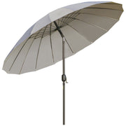 Outsunny Sombrilla Terraza Exterior Ø250 cm Sombrilla de Jardín con Ángulo Inclinable 18 Varillas y Manivela Impermeable Parasol para Patio Terraza Gris Claro