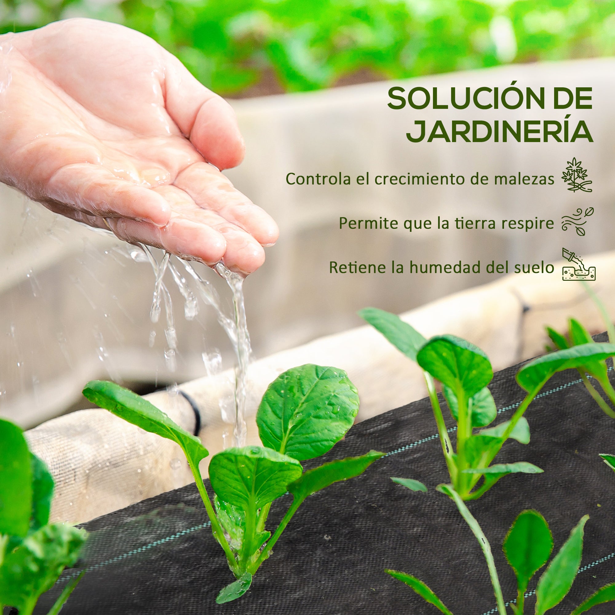 Outsunny Malla Antihierbas Malla Antimaleza 1x100 m Malla Geotextil 60 g/m² para Control de Malezas y Malas Hierbas de Jardín Rollo de Malla Antimaleza Negro