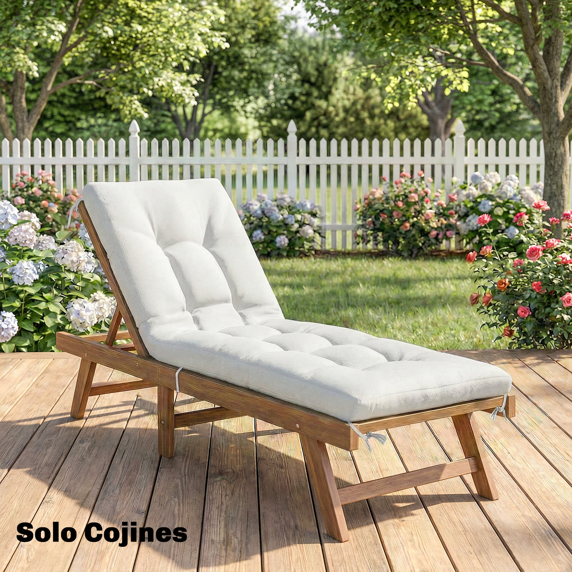 Outsunny Cojín para Banco Exterior, Cojín para Banco y Tumbona de Jardín con Correas de Sujeción, Protección UV50+, Rebote Lento, para Interior y Exterior, 198x65x13 cm, Crema