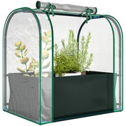 Outsunny Mini Invernadero con Bolsa para Plantar, 68x50x70 cm, Invernadero Pequeño Portátil para Interior y Exterior con Puerta Enrollable, Marco Acero, Impermeable, para Jardín, Balcón o Patio, Verde