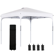 Outsunny Cenador Plegable Pop-UP 2,5x2,5x2,68 m Carpa de Jardín Protección UV 50+ Ajustable en Altura con 4 Bolsas de Arena y Bolsa de Transporte para Camping Fiestas Patio Blanco