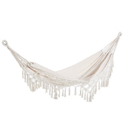 Outsunny Hamaca Colgante 288x150 cm Hamaca de Jardín de Estilo Boho con Bolsa de Transporte Carga 120 kg Hamaca para Patio Terraza Balcón Camping Crema