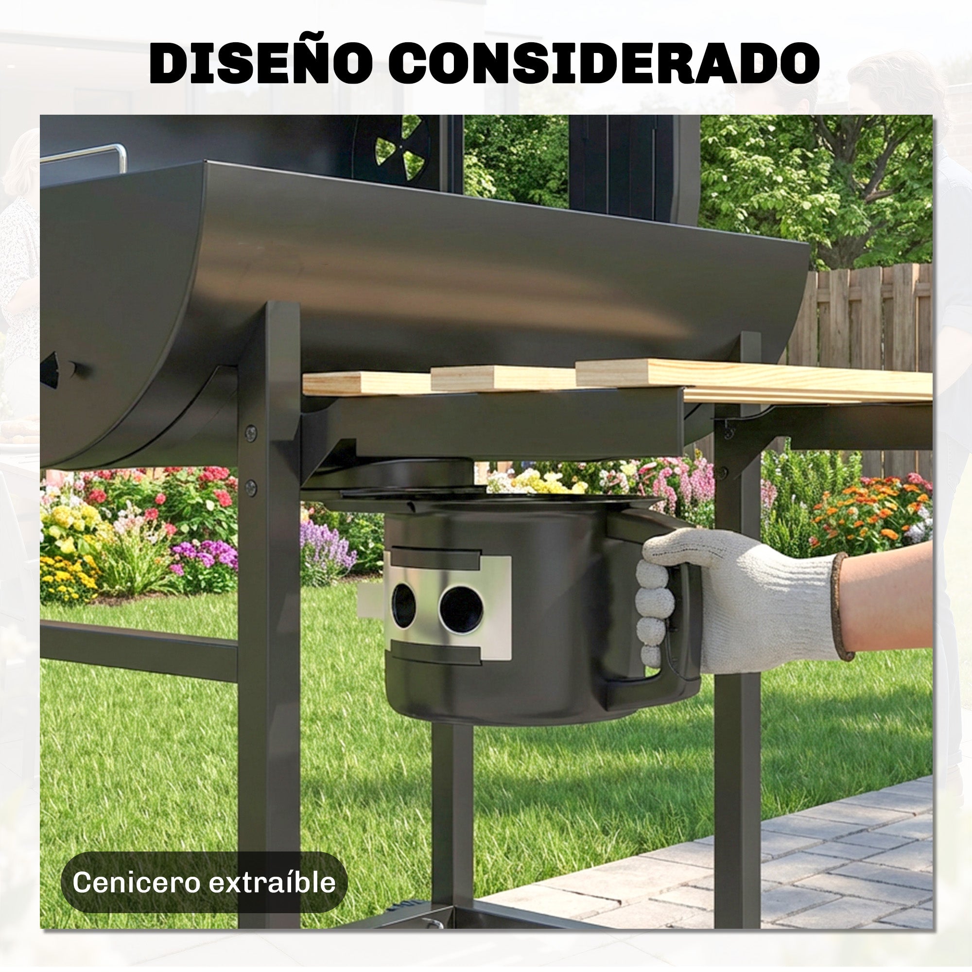 Outsunny Barbacoa de Carbón Portátil, Barbacoa Carbón Barril Móvil con Asador Eléctrico, Estantes Plegables, Rejilla de Calentamiento, Termómetro, Ventilaciones Ajustables, Recoge Cenizas, Ruedas, Asa