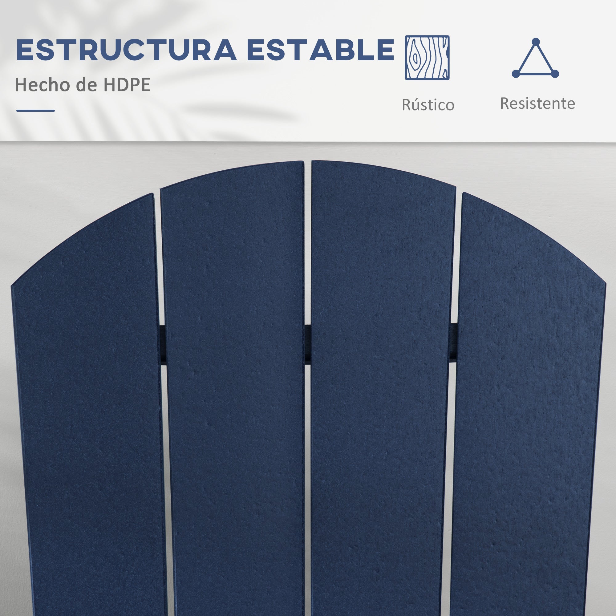Outsunny Silla Mecedora de Jardín Mecedora para Exterior Estilo Adirondack de HDPE para Balcón Terraza Patio Carga 120 kg 73,5x93x91,5 cm Azul Oscuro