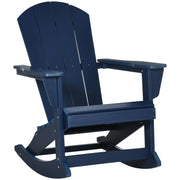 Outsunny Silla Mecedora de Jardín Mecedora para Exterior Estilo Adirondack de HDPE para Balcón Terraza Patio Carga 120 kg 73,5x93x91,5 cm Azul Oscuro