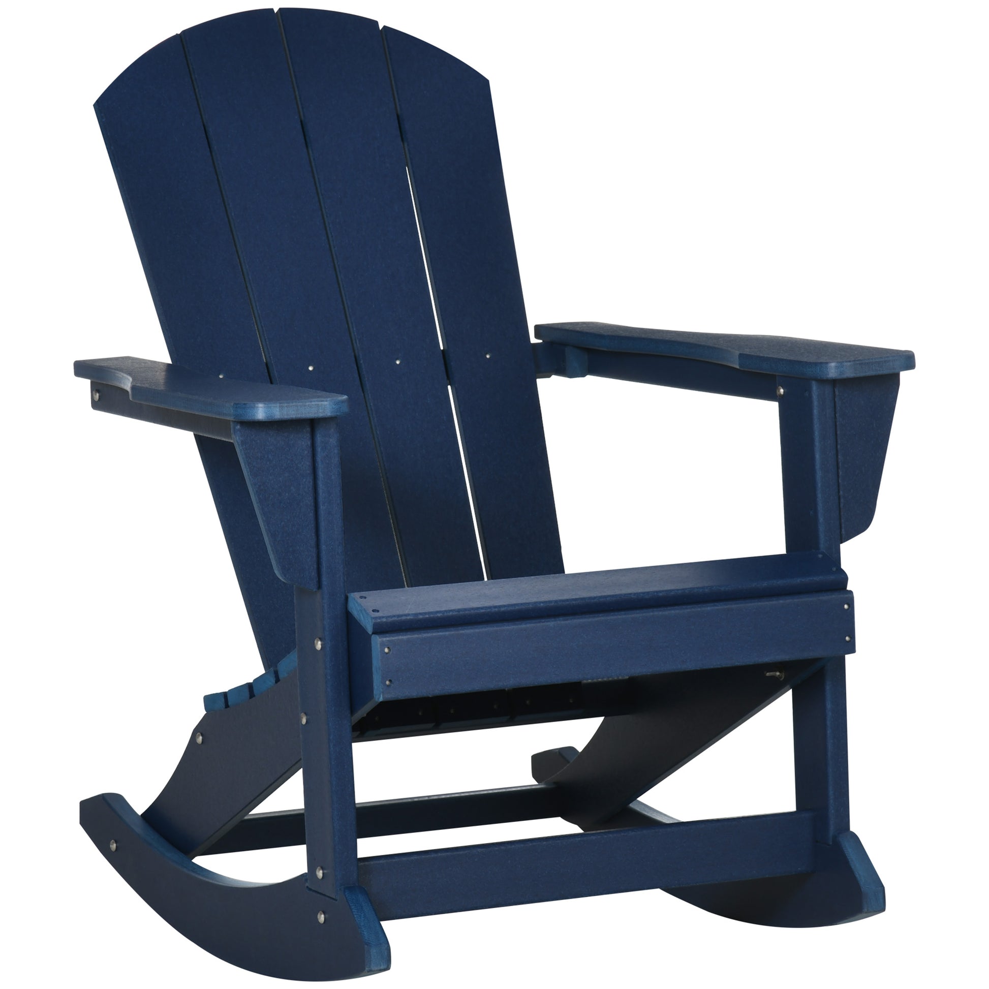 Outsunny Silla Mecedora de Jardín Mecedora para Exterior Estilo Adirondack de HDPE para Balcón Terraza Patio Carga 120 kg 73,5x93x91,5 cm Azul Oscuro