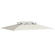 Outsunny Techo de Repuesto 4x3 m para Cenador de Jardín 2 Niveles Transpirable con 8 Orificios de Drenaje Cubierta Superior de Reemplazo para Pabellón Gazebo Exterior Beige