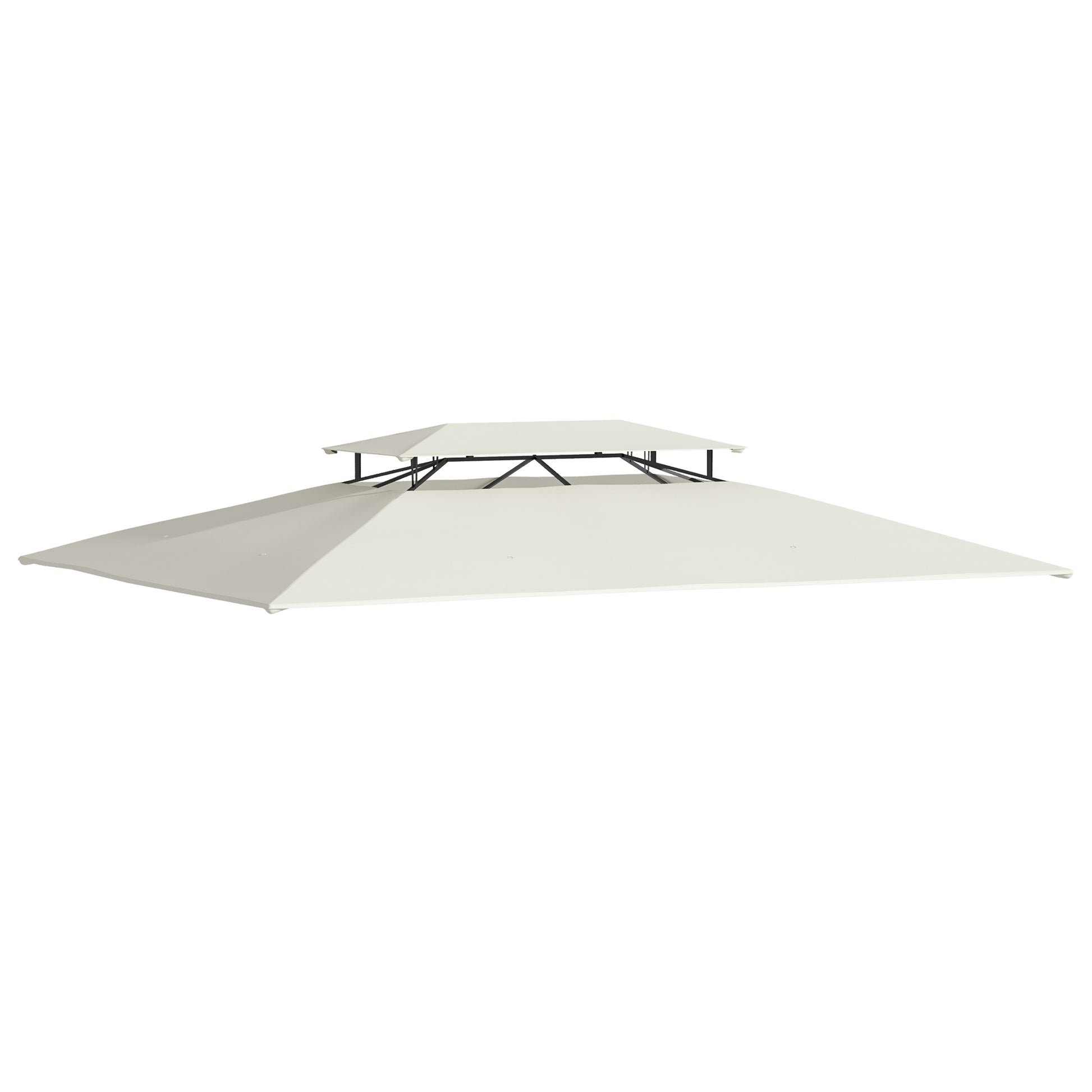 Outsunny Techo de Repuesto 4x3 m para Cenador de Jardín 2 Niveles Transpirable con 8 Orificios de Drenaje Cubierta Superior de Reemplazo para Pabellón Gazebo Exterior Beige