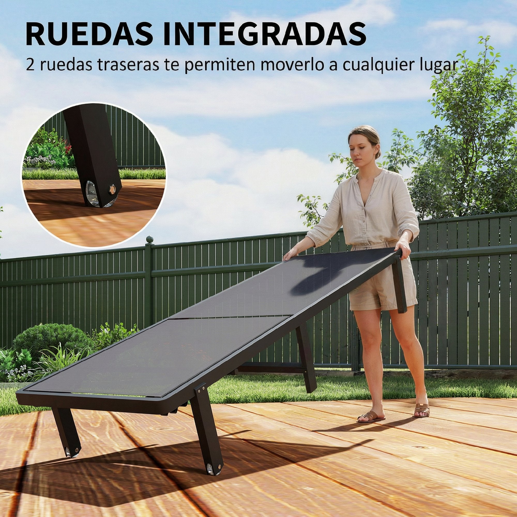 Outsunny Pack de 2 Tumbonas de Jardín Exterior, Tumbonas Reclinables con Ruedas, Respaldo Ajustable de 4 Niveles, Estructura de Aluminio y Tela Textilene, Resistentes, para Playa, Piscina, Gris Oscuro