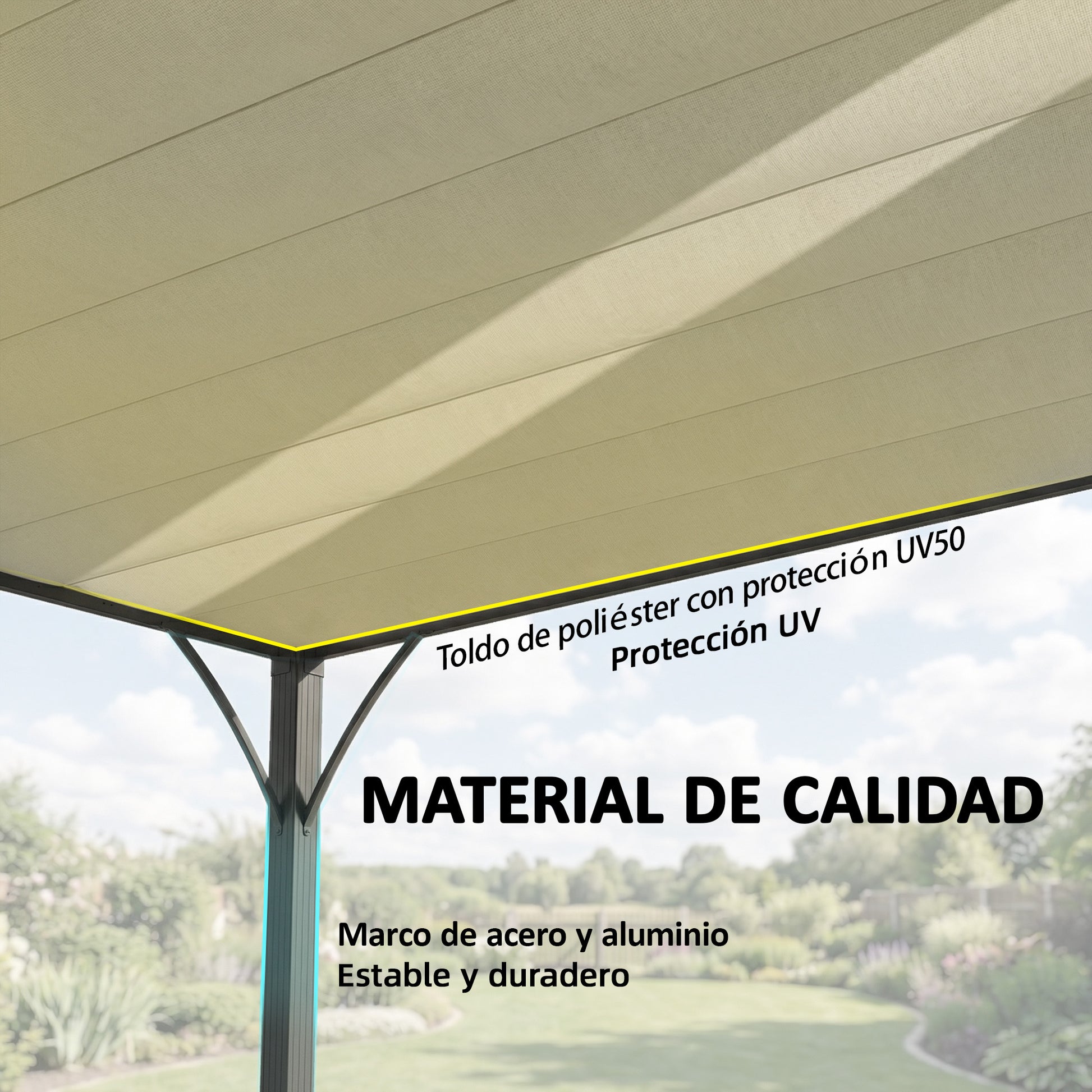 Outsunny Pérgola de Jardín 3x4 m, Cenador de Jardín con Techo de Lamas Orientables a 135°, Estructura de Aluminio, Protección UPF30+, Pabellón para Exterior, Patio, Terraza, Blanco Crema
