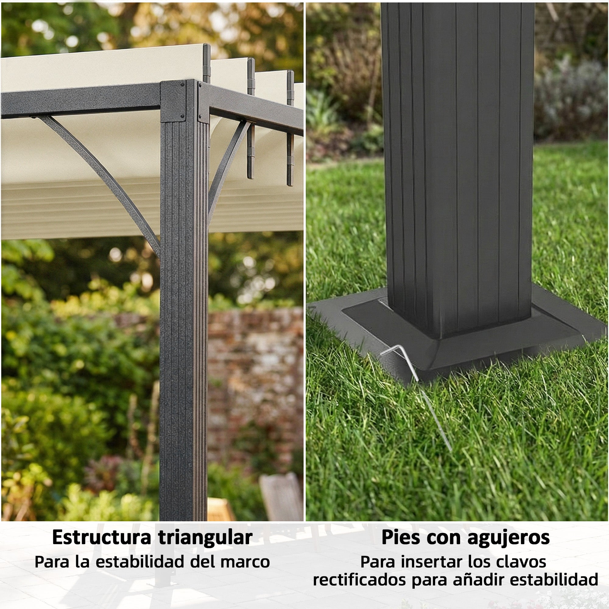 Outsunny Pérgola de Jardín 3x4 m, Cenador de Jardín con Techo de Lamas Orientables a 135°, Estructura de Aluminio, Protección UPF30+, Pabellón para Exterior, Patio, Terraza, Blanco Crema