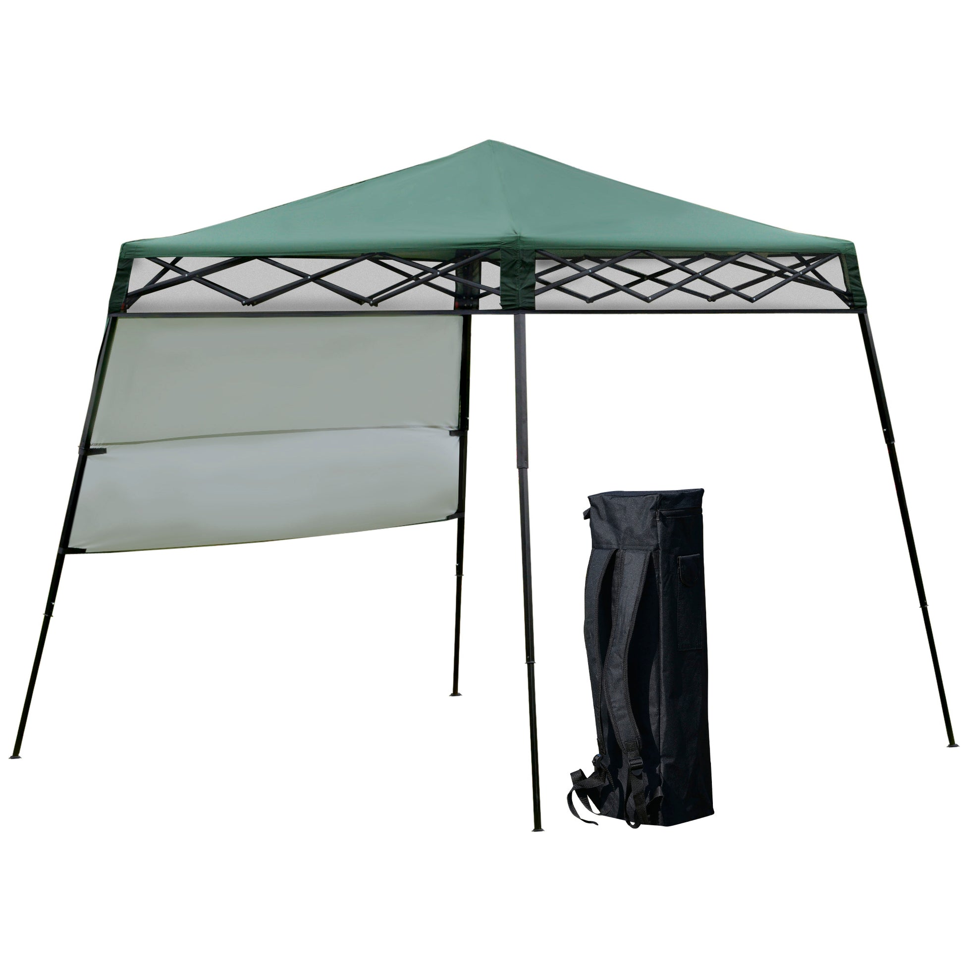 Outsunny Carpa Plegable 2,2x2,2x2m con Lateral Altura Ajustable Protección UV 50+ de Acero y Tela Oxford con Bolsa de Transporte Impermeable Gazebo para Exterior Verde