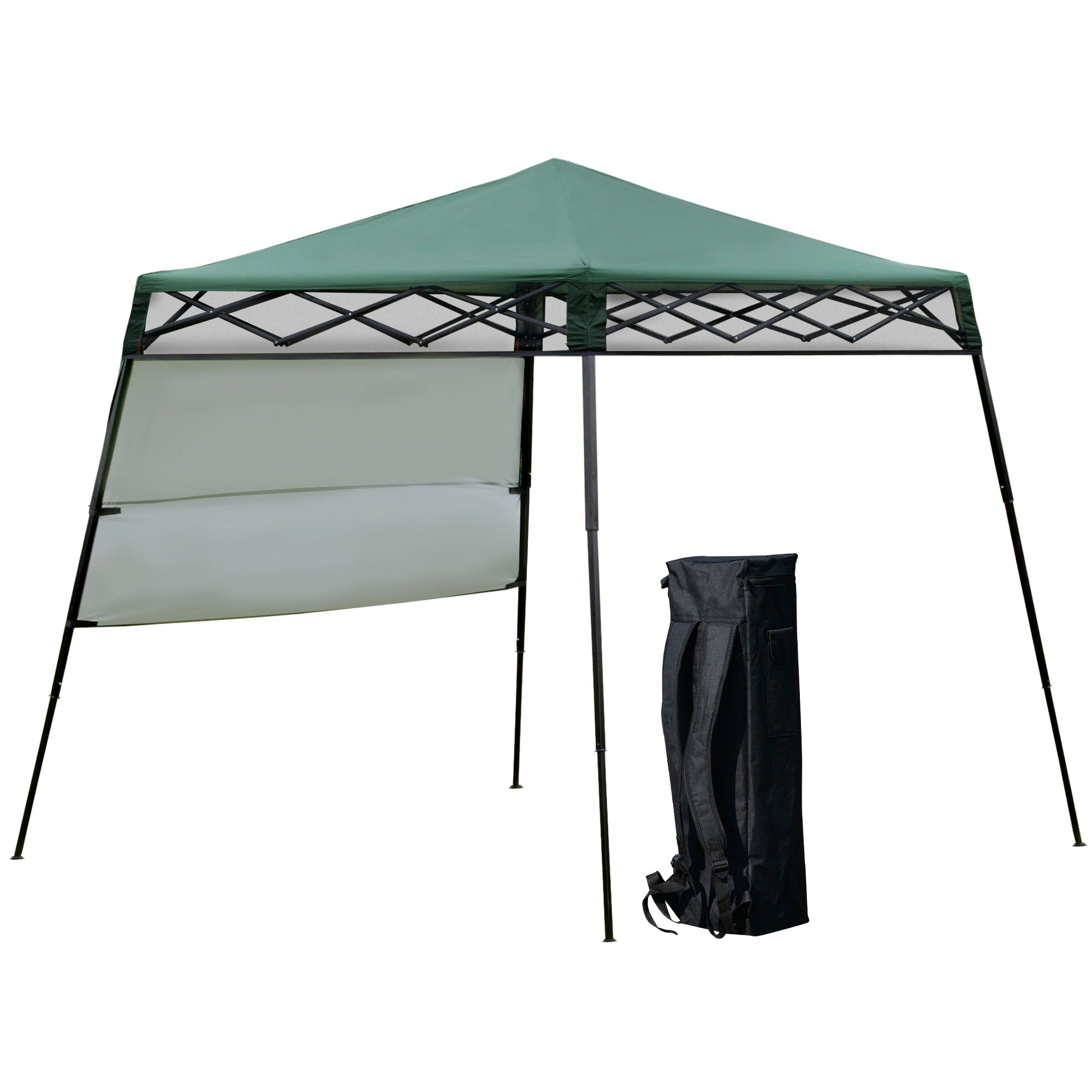 Outsunny Carpa Plegable 2,2x2,2x2m con Lateral Altura Ajustable Protección UV 50+ de Acero y Tela Oxford con Bolsa de Transporte Impermeable Gazebo para Exterior Verde