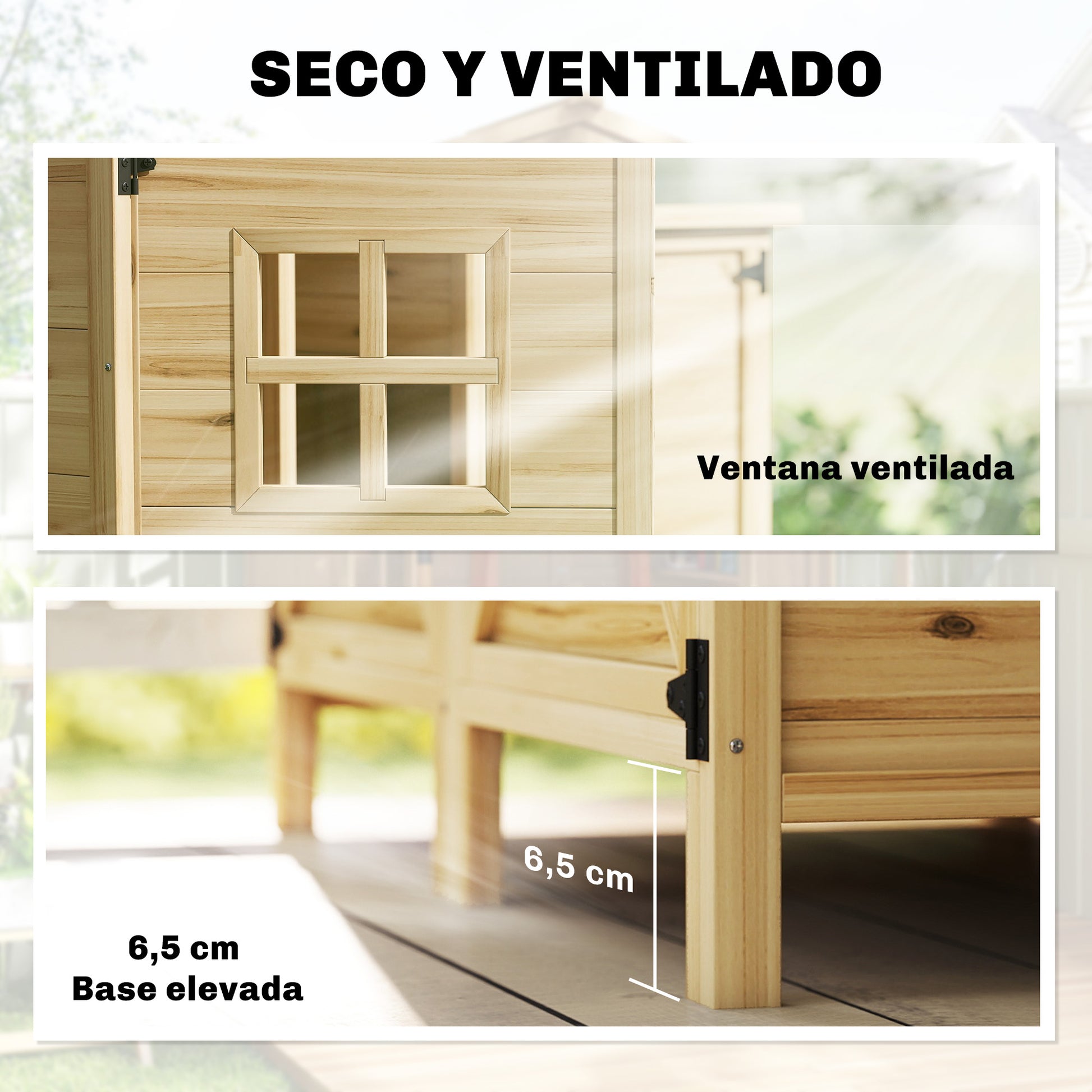 Outsunny Caseta de Jardín de Madera 106x57x167 cm, Cobertizo Jardín Exterior, Armario para Herramientas con Doble Zona, Puertas, Estantes Desmontables, Techo Asfáltico Impermeable y Ventana, Natural