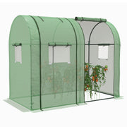 Outsunny Invernadero de Jardín Invernadero Resistente con 4 Ventanas 2 Puertas Enrollables con Cremallera Anti-UV para Cultivo de Plantas Flores Tomates en Terraza Patio 185x94x150 cm Verde