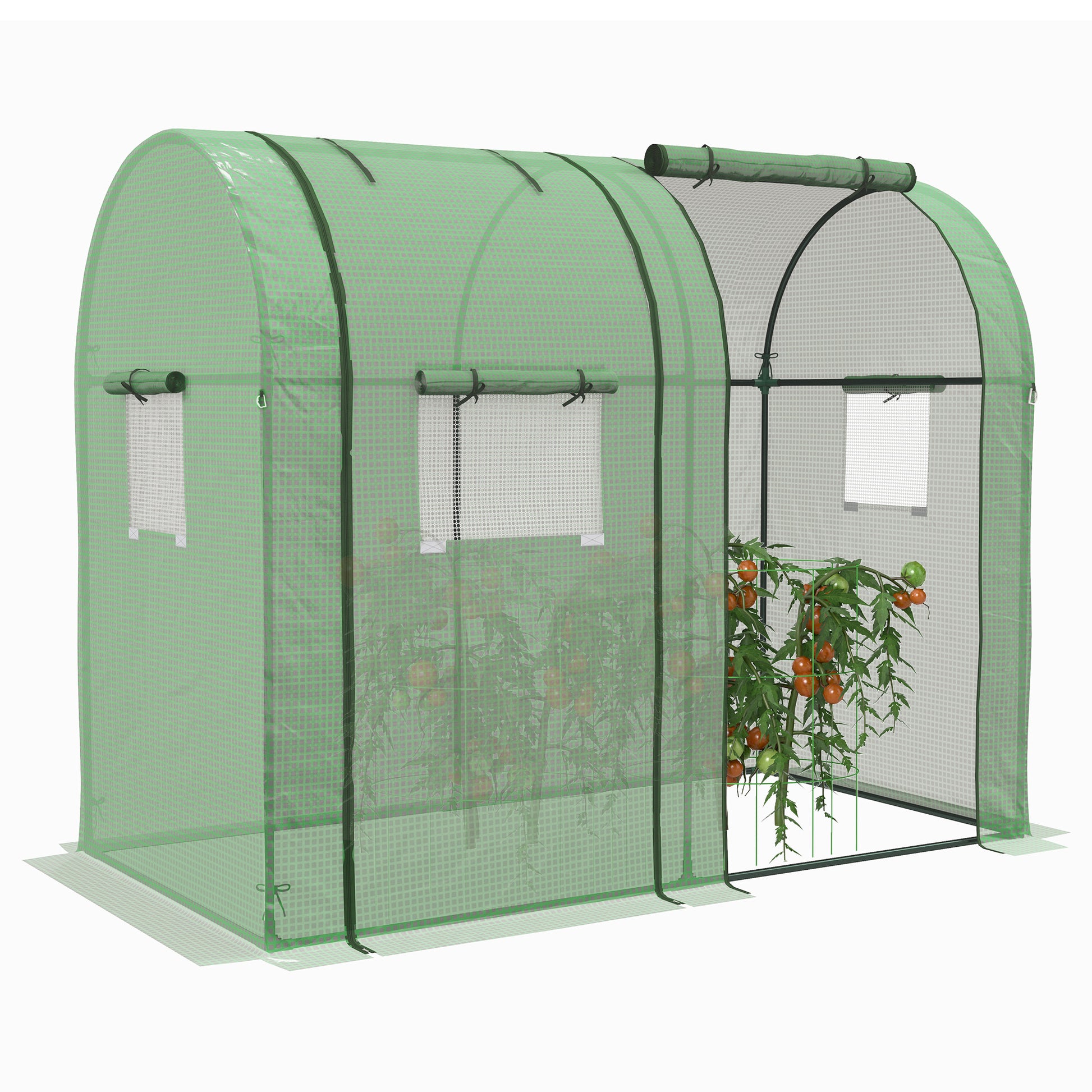 Outsunny Invernadero de Jardín Invernadero Resistente con 4 Ventanas 2 Puertas Enrollables con Cremallera Anti-UV para Cultivo de Plantas Flores Tomates en Terraza Patio 185x94x150 cm Verde