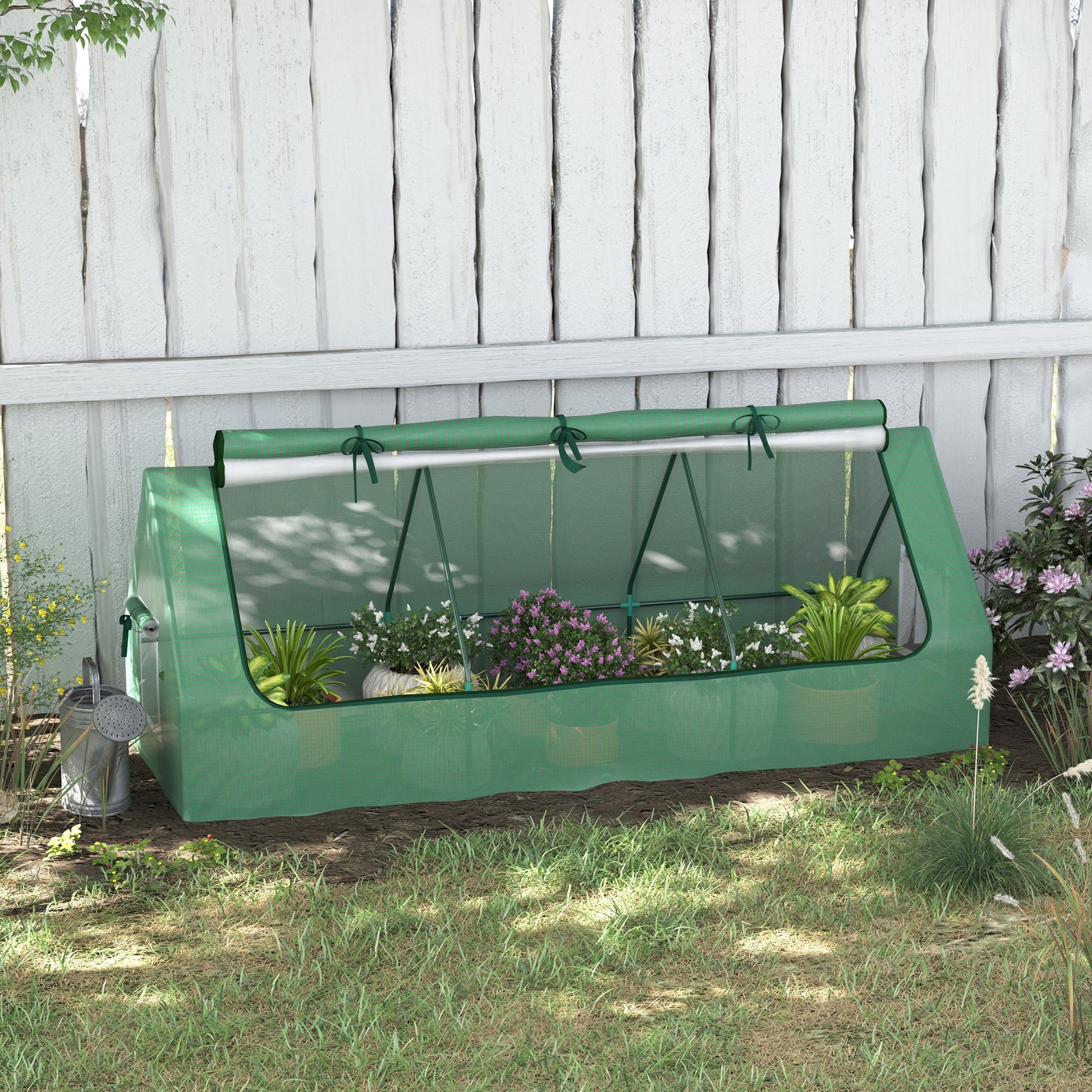 Outsunny Invernadero de Terraza Mini Invernadero 240x90x90 cm con Ventanas de Malla y Marco de Acero para Cultivar Verduras y Flores Verde