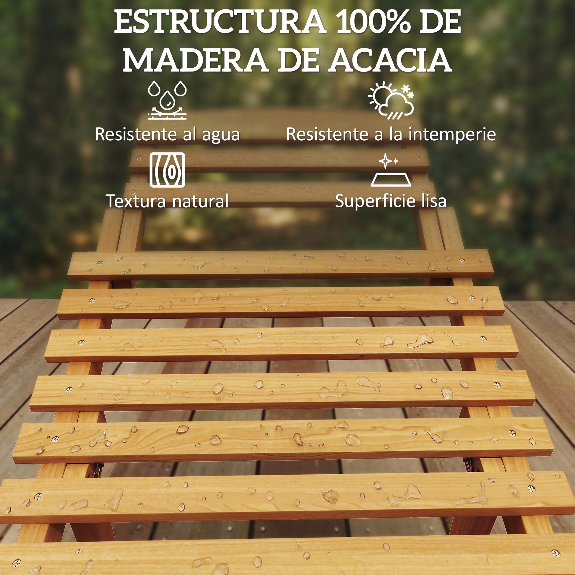 Outsunny Tumbona Plegable de Madera de Acacia con Cojín y Reposacabezas, Tumbona Jardín Exterior con Asa de Transporte, Carga 120 kg, para Patio, Terraza, Piscina, 183x54x63 cm, Beige