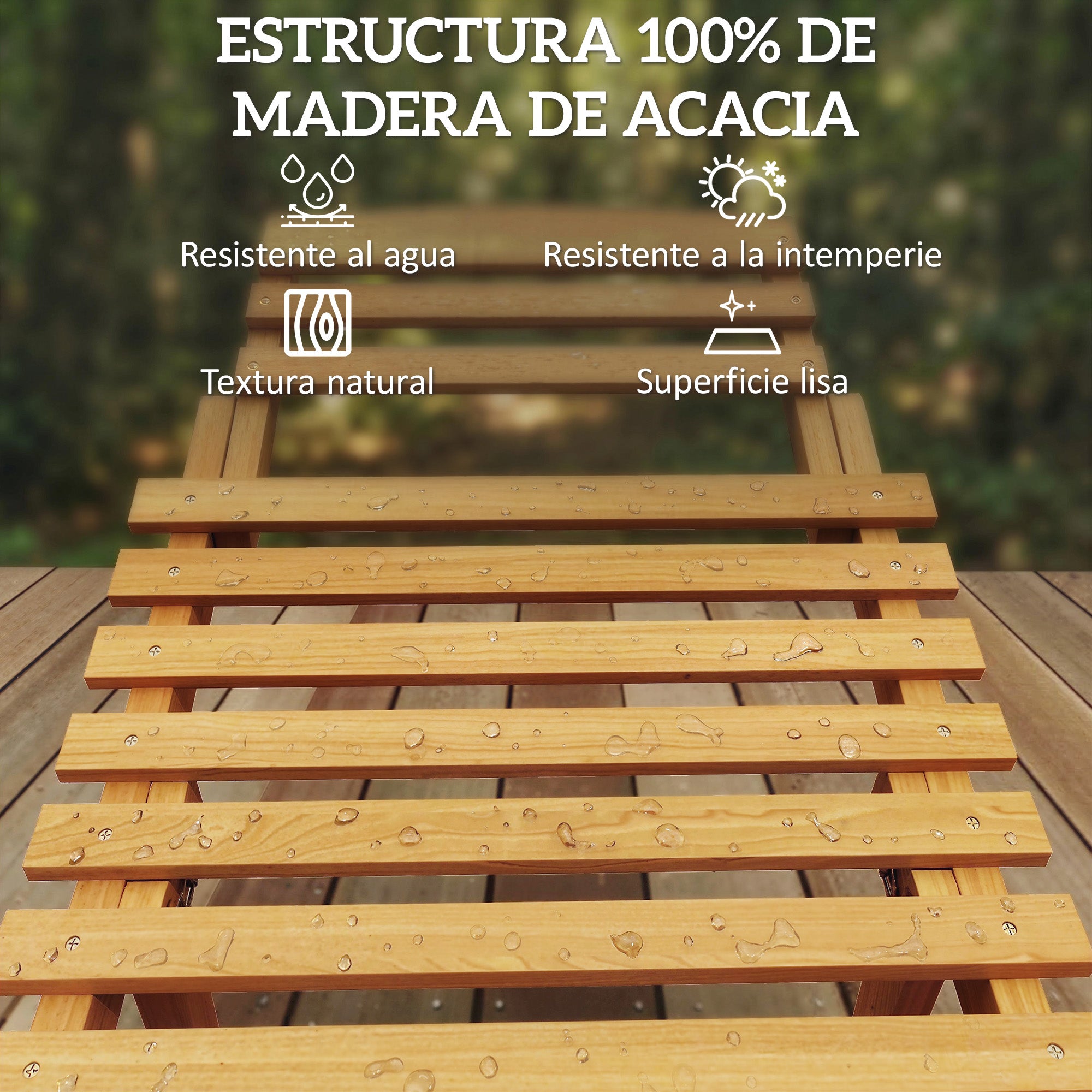 Outsunny Tumbona Plegable de Madera de Acacia con Cojín y Reposacabezas, Tumbona Jardín Exterior con Asa de Transporte, Carga 120 kg, para Patio, Terraza, Piscina, 183x54x63 cm, Beige