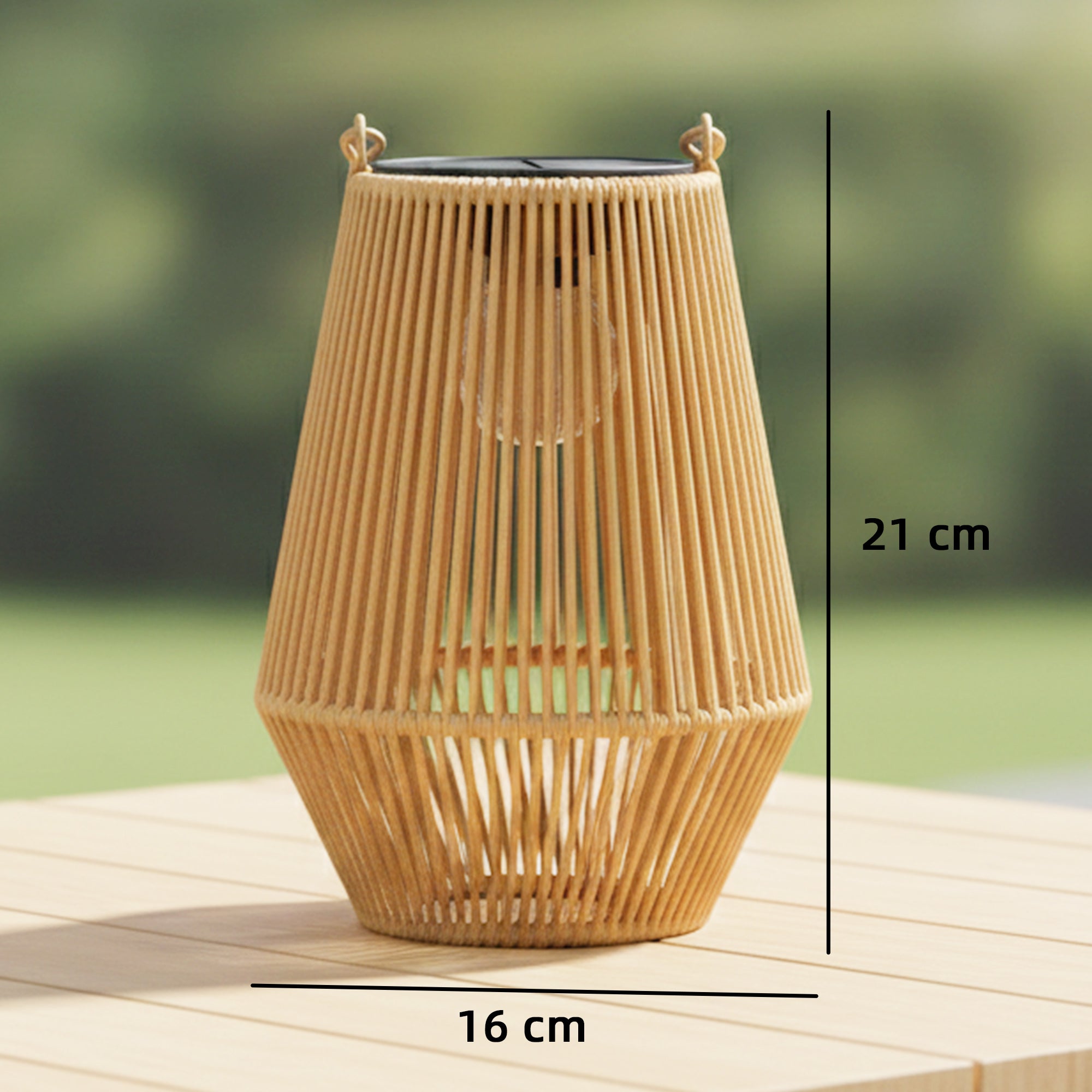 Outsunny Set de 2 Farolillos Solares Exterior, Linternas de Jardín de Ratán Colgantes con Encendido y Apagado Automático, IP44, Asa, Lámparas para Terraza, Balcón, Patio, 16x16x21 cm, Marrón