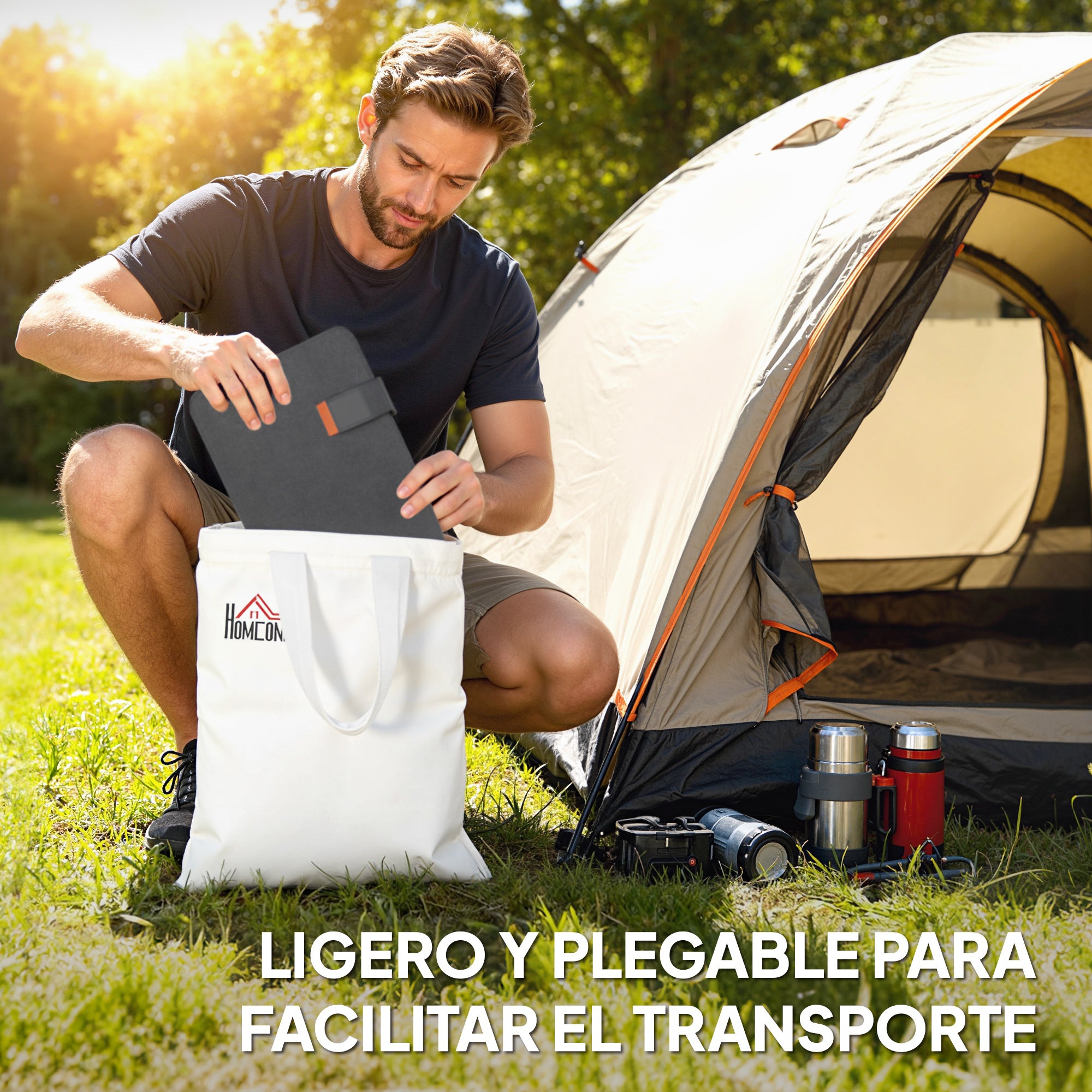 HOMCOM 36W Cargador Solar Plegable, Panel Solar Portátil con Puertos USB-A y Tipo-C, IP67 Impermeable, Placa Solar Plegable con Superficie de ETFE, para Cargar Teléfonos, Tablets, Camping y Senderismo