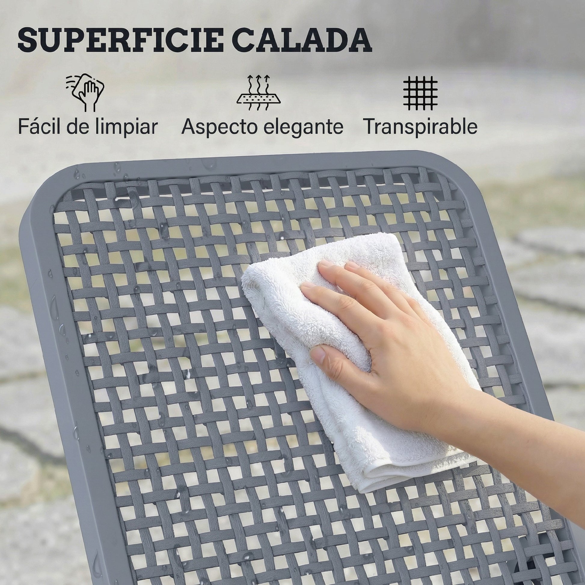 Outsunny Tumbona Reclinable, Tumbona Jardín Exterior de PP con Respaldo Ajustable en 4 Niveles, Carga 120 kg, para Patio, Terraza, Balcón, Montaje Fácil, 191x55x35,5 cm, Gris Oscuro