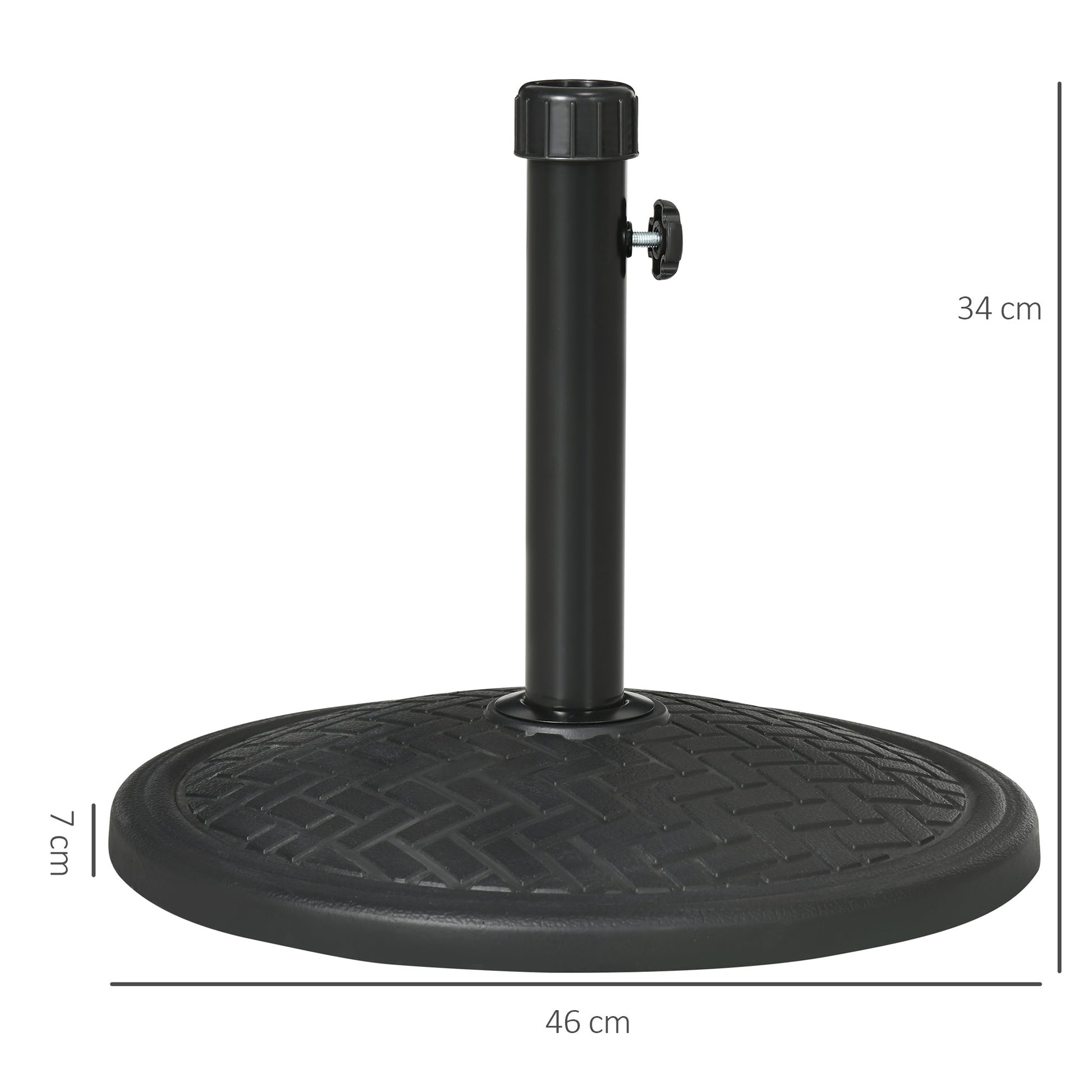Outsunny Base de Sombrilla de Hormigón Soporte para Parasol de 14 kg Pie de Parasol para Mástil de Ø32-38 mm para Jardín Terraza Patio Ø46x34 cm Negro