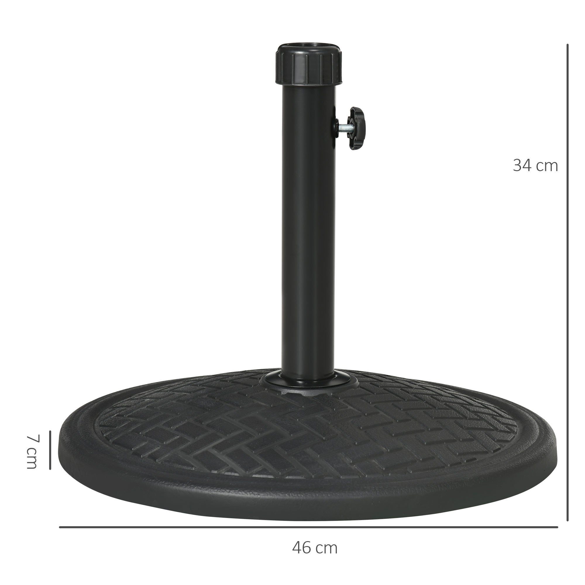 Outsunny Base de Sombrilla de Hormigón Soporte para Parasol de 14 kg Pie de Parasol para Mástil de Ø32-38 mm para Jardín Terraza Patio Ø46x34 cm Negro