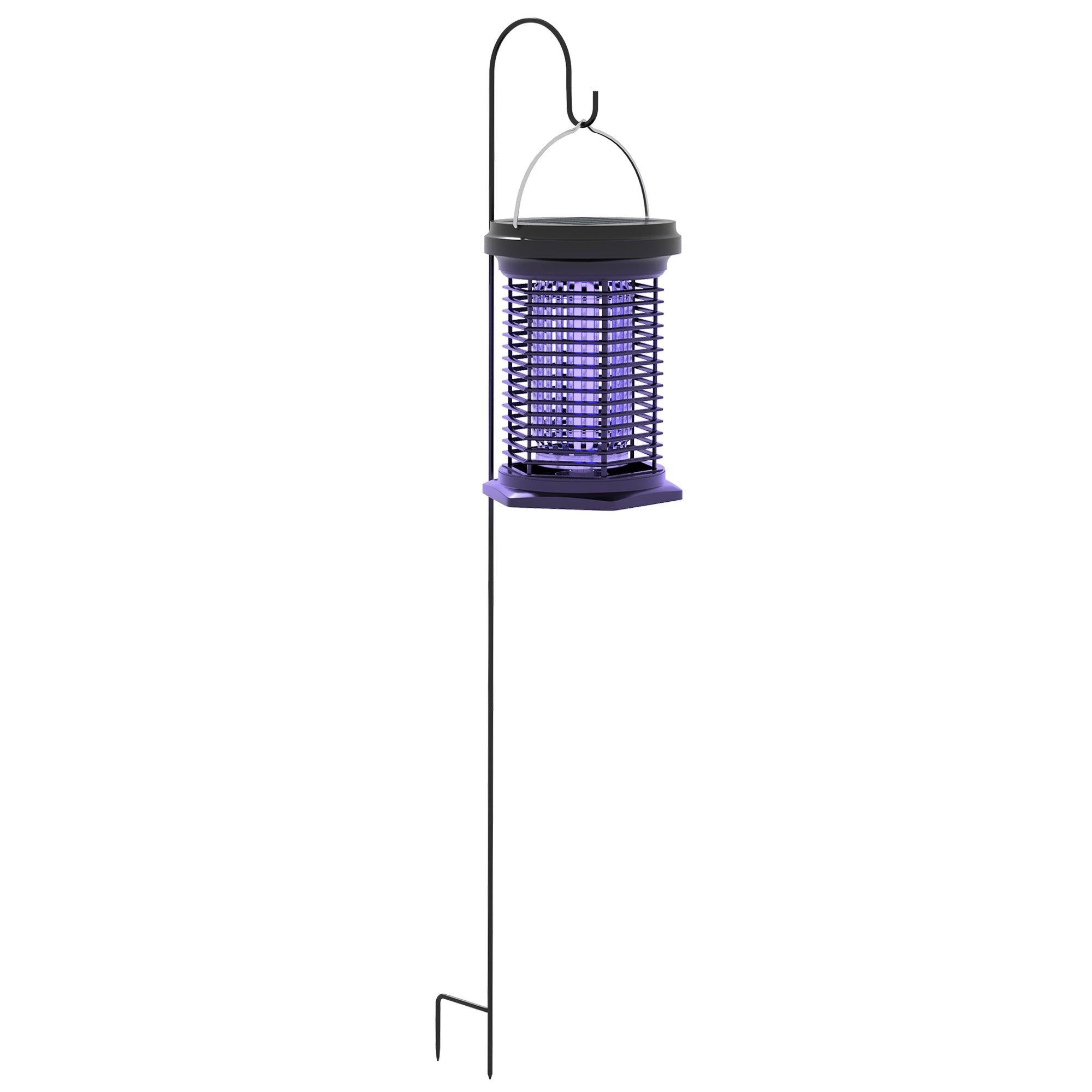 Outsunny Lámpara Antimosquitos Eléctrico 2 en 1 9W Mata Mosquitos Eléctrico con Luces LED UV Recargable Solar USB y Soporte Efecto 30 m² para Jardín Terraza Patio Negro