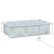 Outsunny Piscina Desmontable Tubular 252x152x65 cm con Depuradora de Cartucho 1200L/H Piscina Rectangular de Exterior para Adultos y Niños 2163L Gris