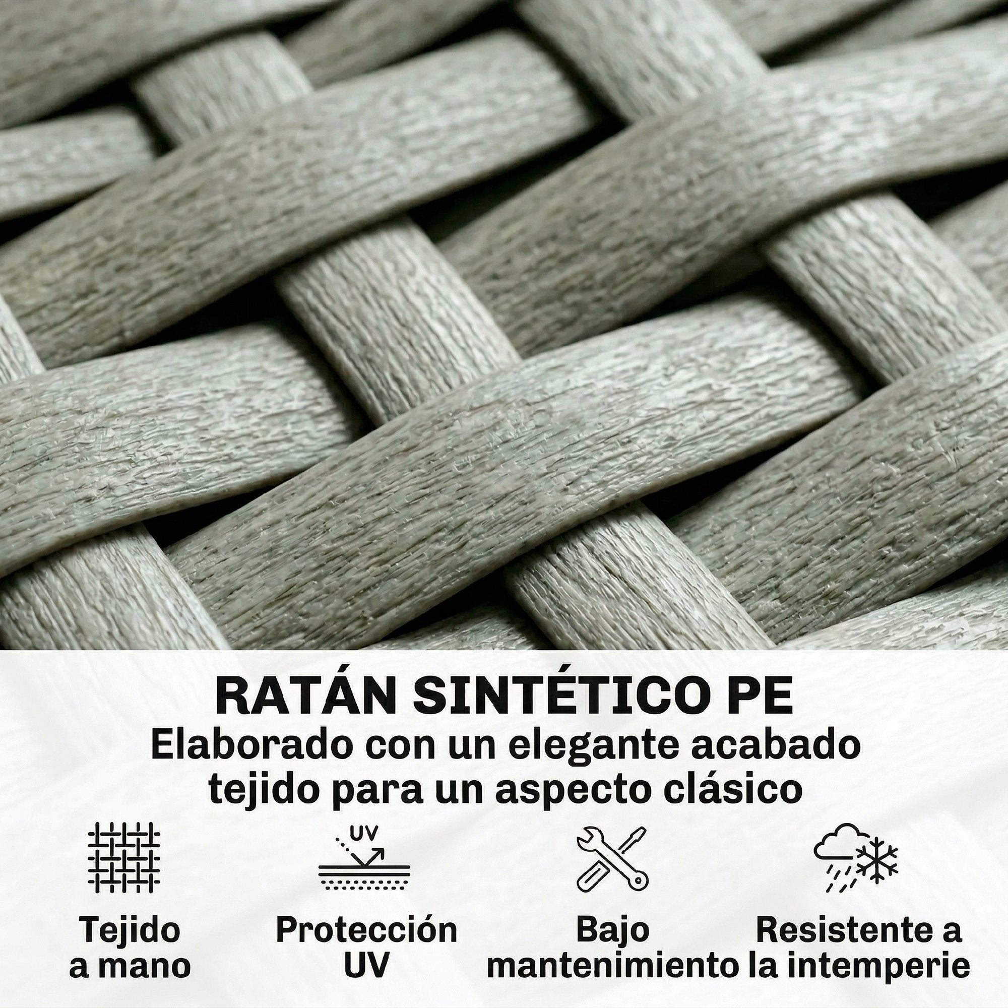 Outsunny Conjunto de Jardín de Ratán de 3 Piezas, Respaldo Ajustable, Conjunto Terraza, Muebles Jardín Exterior Incluye Cojines, Sofá de 3 Plazas, Sofá de 2 Plazas, Mesa de Madera Plástico, Gris