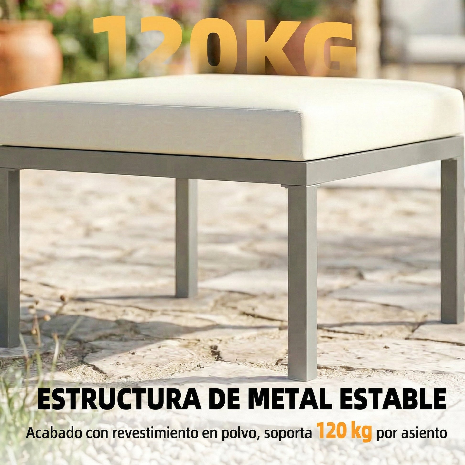 Outsunny Conjunto de Muebles Jardín Exterior de 3 Piezas Sofá Exterior Seccional Forma de L con Sofá de 3 Plazas Reposapiés Mesa Centro de Listones y Cojines de 10 cm para Terraza Patio Marrón y Beige