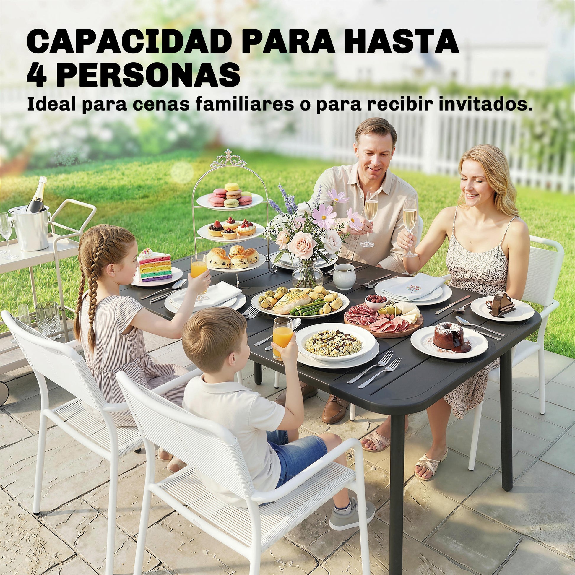 Outsunny Mesa de Comedor de Jardín Rectangular, 120x70x72 cm, Mesa de Terraza Exterior de Acero con Tablero con Listones, para 4 Personas, Carga 50 kg, para Patio, Balcón, Gris