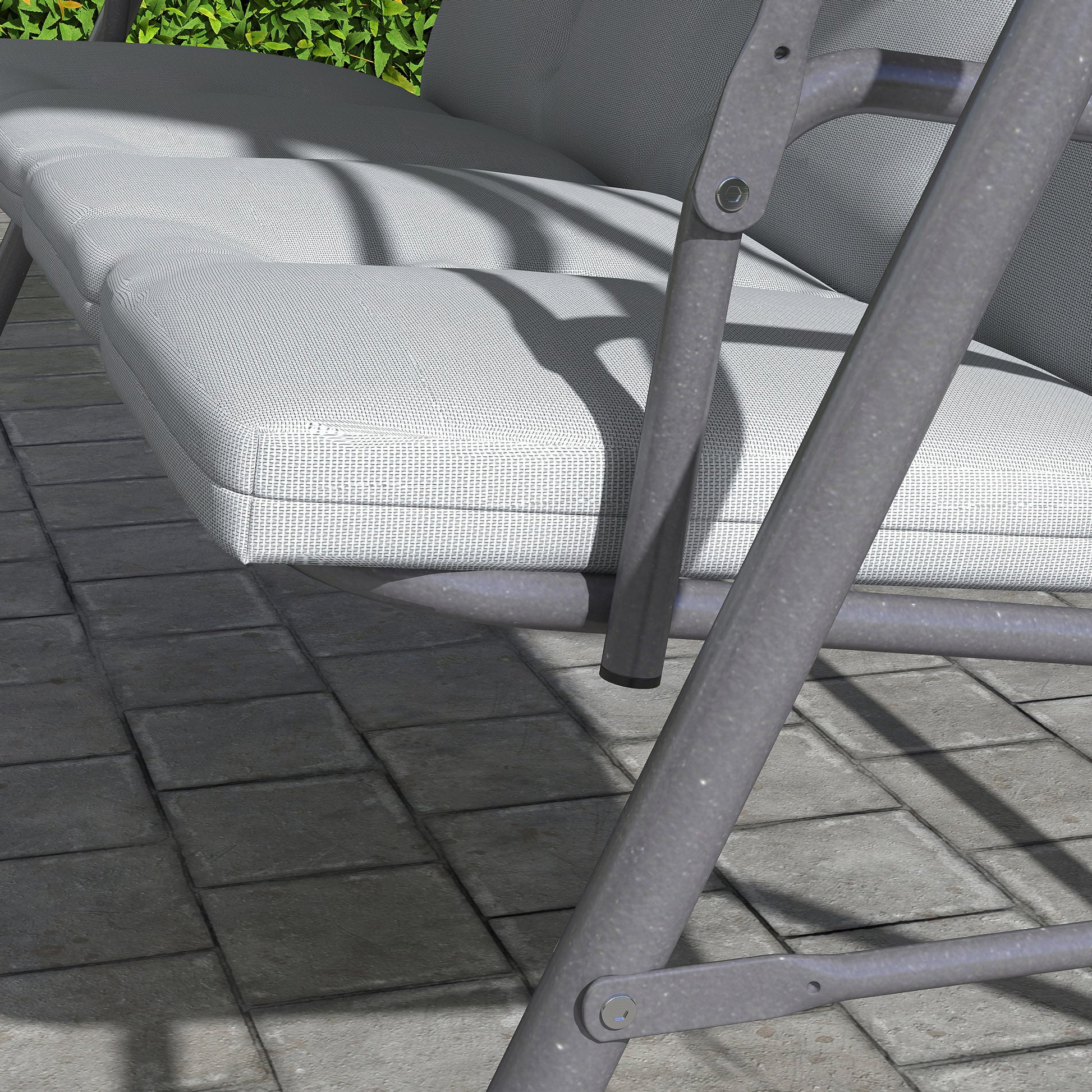 Outsunny Columpio de Jardín Exterior de 3 Plazas, Balancín de Jardín Exterior con Techo Ajustable y Marco de Acero, para Balcón, Terraza, Patio, Carga 210 kg, 172x110x156 cm, Gris Claro