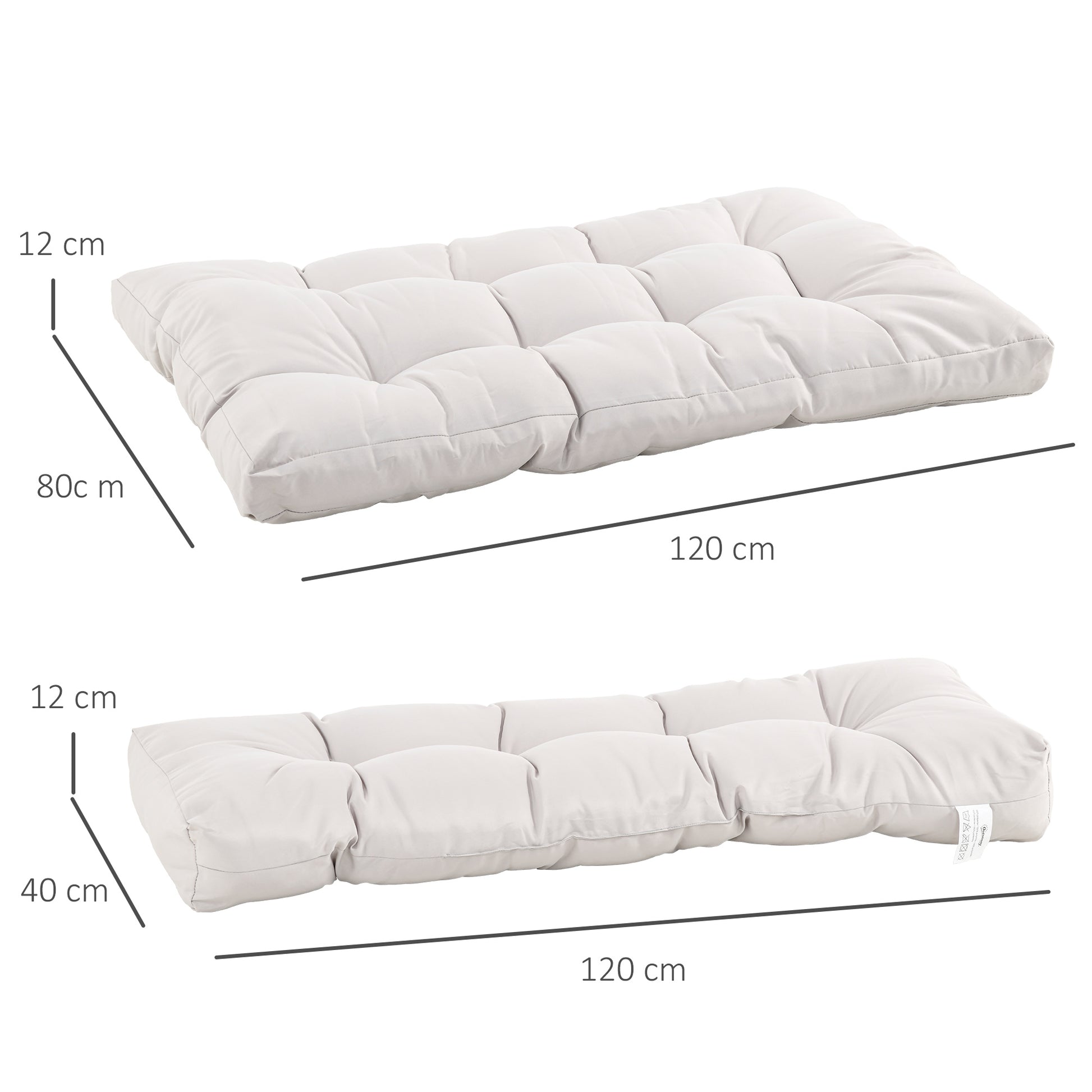 Outsunny Cojín para Banco Cojín para Palé con Respaldo 120x80x12 cm Colchón de Banco para Columpio Hamaca Interior Exterior Crema