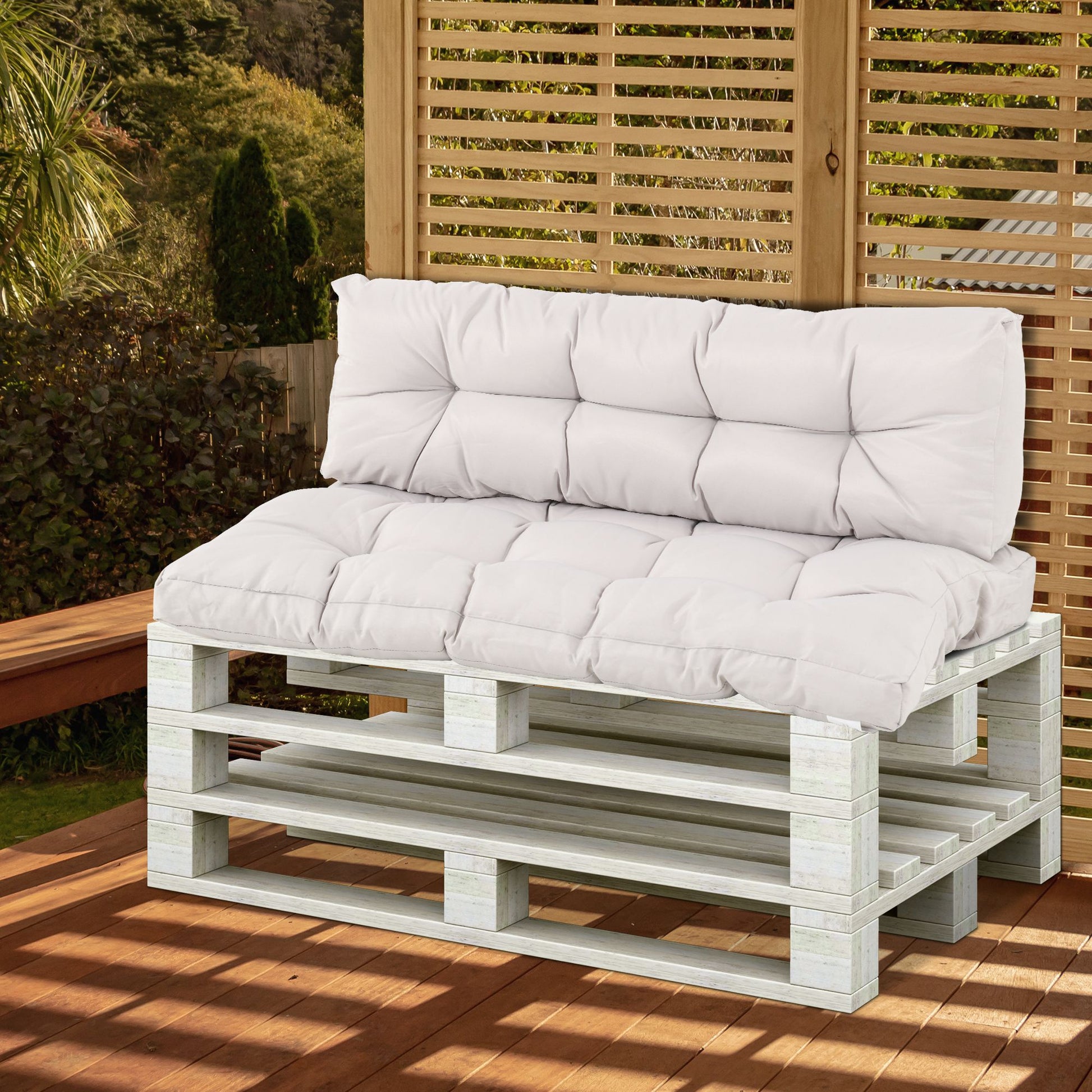 Outsunny Cojín para Banco Cojín para Palé con Respaldo 120x80x12 cm Colchón de Banco para Columpio Hamaca Interior Exterior Crema