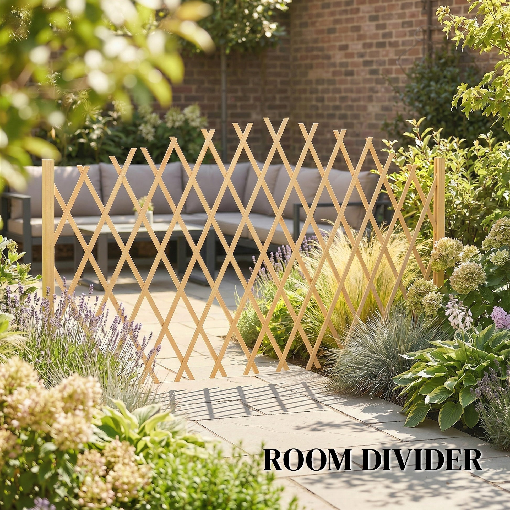 Outsunny Set de 2 Paneles de Vallas de Jardín Exterior de Madera, Puertas de Jardín Exterior Extensibles, Vallas de Jardín para Decoración Terraza, Patio, 180x30x103 cm, Natural