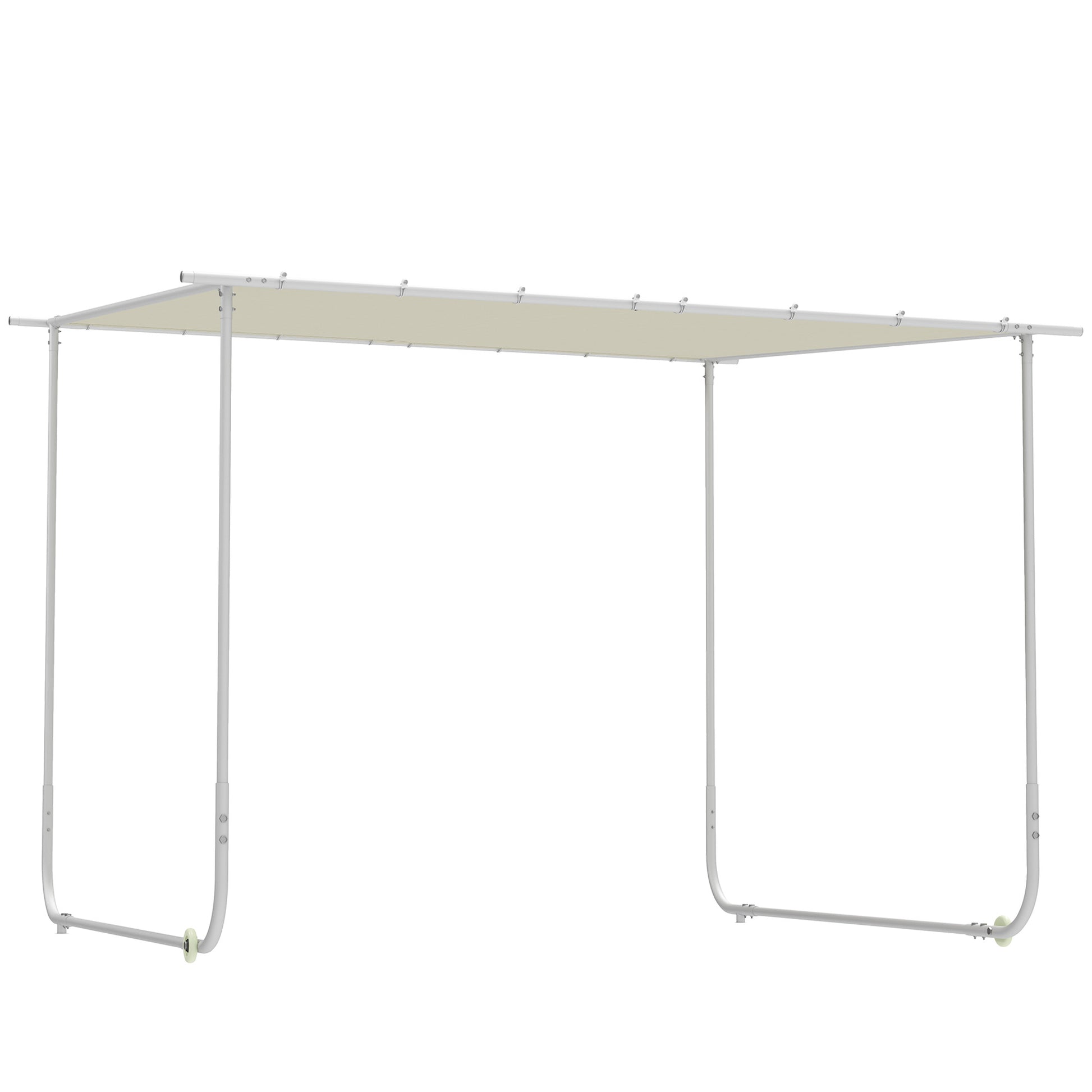 Outsunny Pérgola 3x3 m Cenador de Jardín con Ruedas Protección UV 30+ Impermeable Sacos de Arena y Marco de Acero para Patio Terraza Balcón Crema