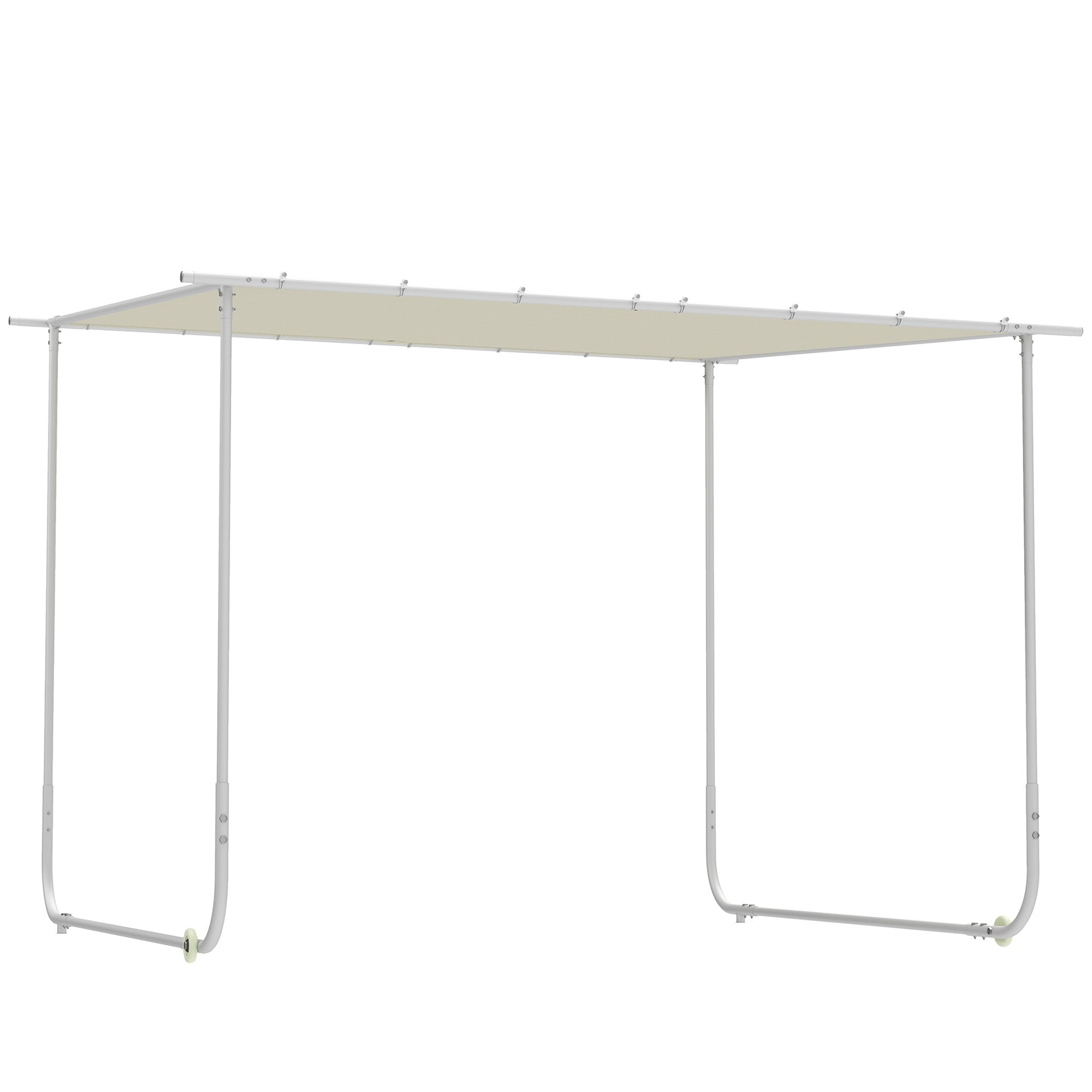 Outsunny Pérgola 3x3 m Cenador de Jardín con Ruedas Protección UV 30+ Impermeable Sacos de Arena y Marco de Acero para Patio Terraza Balcón Crema