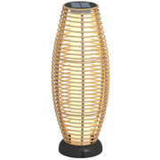 Outsunny Linterna de Jardín de Ratán Sintético Farola Solar Exterior con Luces LED Encendido y Apagado Automático Impermeable para Terraza Balcón Patio Ø26x72 cm Natural