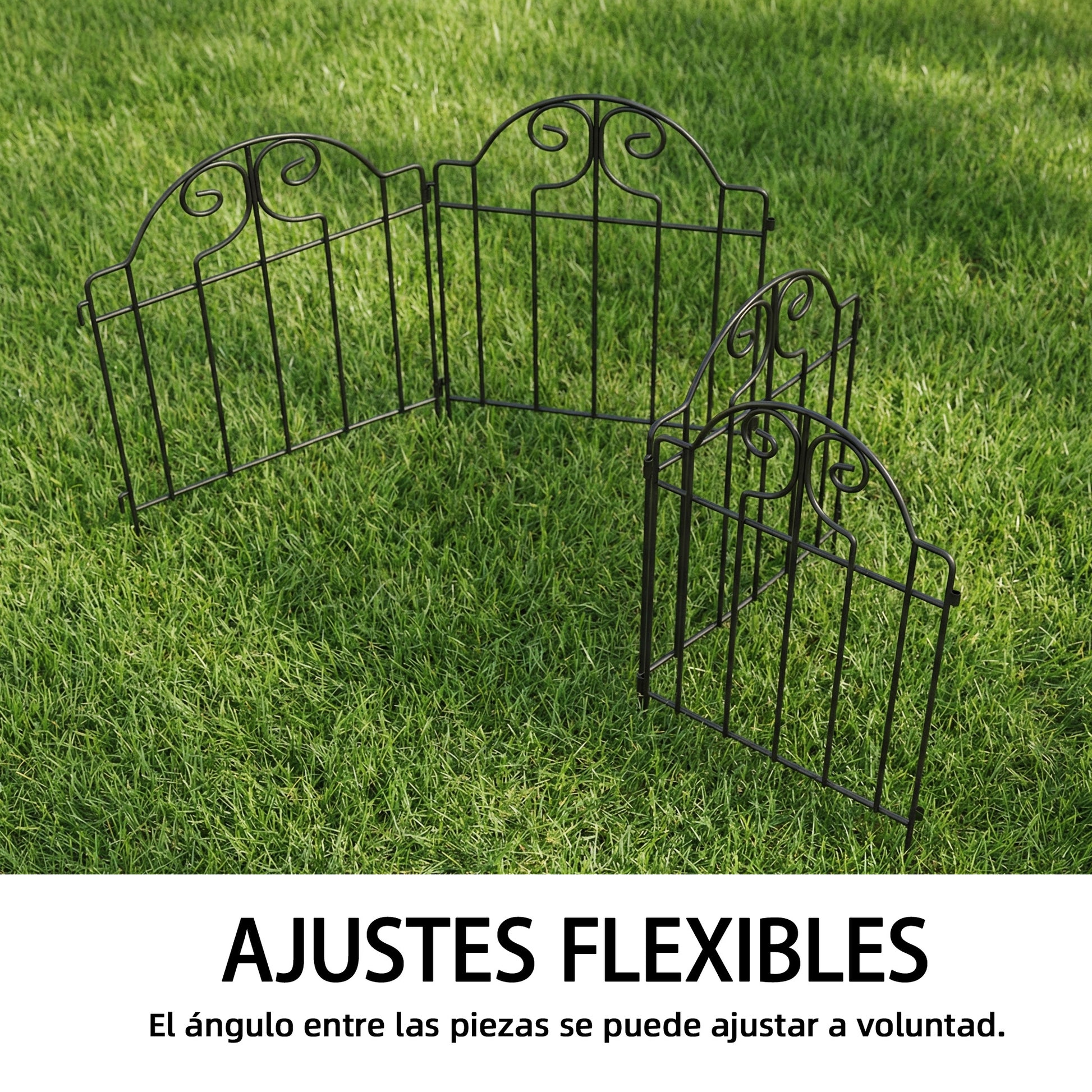 Outsunny Set de 4 Vallas de Jardín de Metal, 125x57 cm, Vallas de Jardín Exterior Decorativas con Diseño Arqueado, Resistente y Fácil de Instalar, para Huerto, Patio, Terraza, Césped, Negro